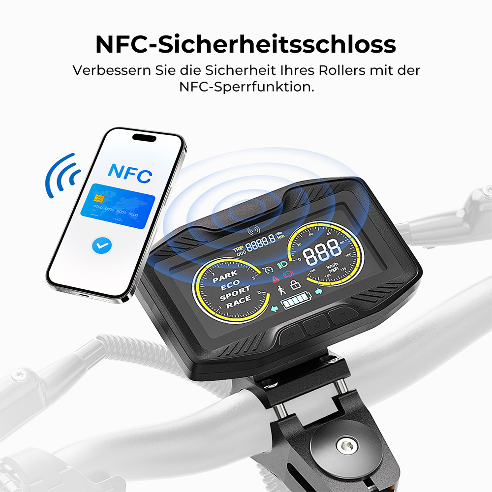 Ausom SR1 Elektroroller, 2 x 1000 W Motor, 52 V 20,8 Ah Akku, 10 Zoll Reifen, 65 km/h Höchstgeschwindigkeit, 95 km Reichweite, Hydraulische Scheibenbremsen vorne und hinten, Schwingenaufhängung