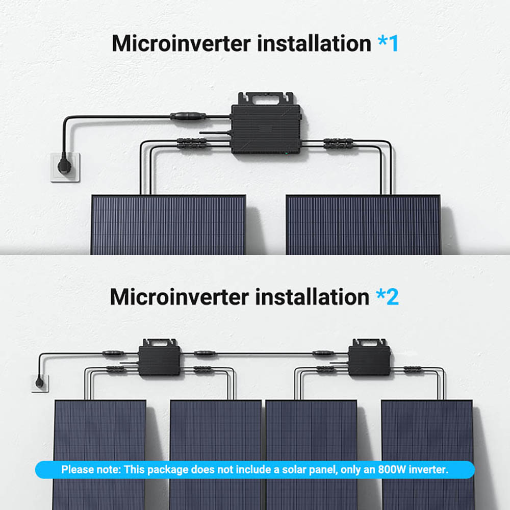 LIONSHEE LS-800Mi 800W Micro Inverter, 2 MPPTs, 230V Output, 96% Peak Efficiency, IP67 Waterproof, Wi-Fi Smart Monitoring