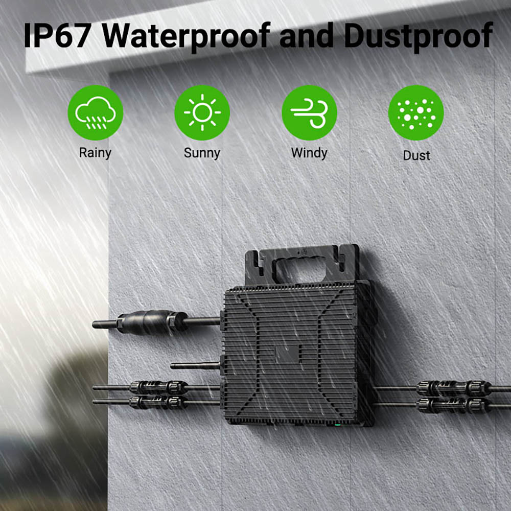 LIONSHEE LS-800Mi 800W Micro Inverter, 2 MPPTs, 230V Output, 96% Peak Efficiency, IP67 Waterproof, Wi-Fi Smart Monitoring