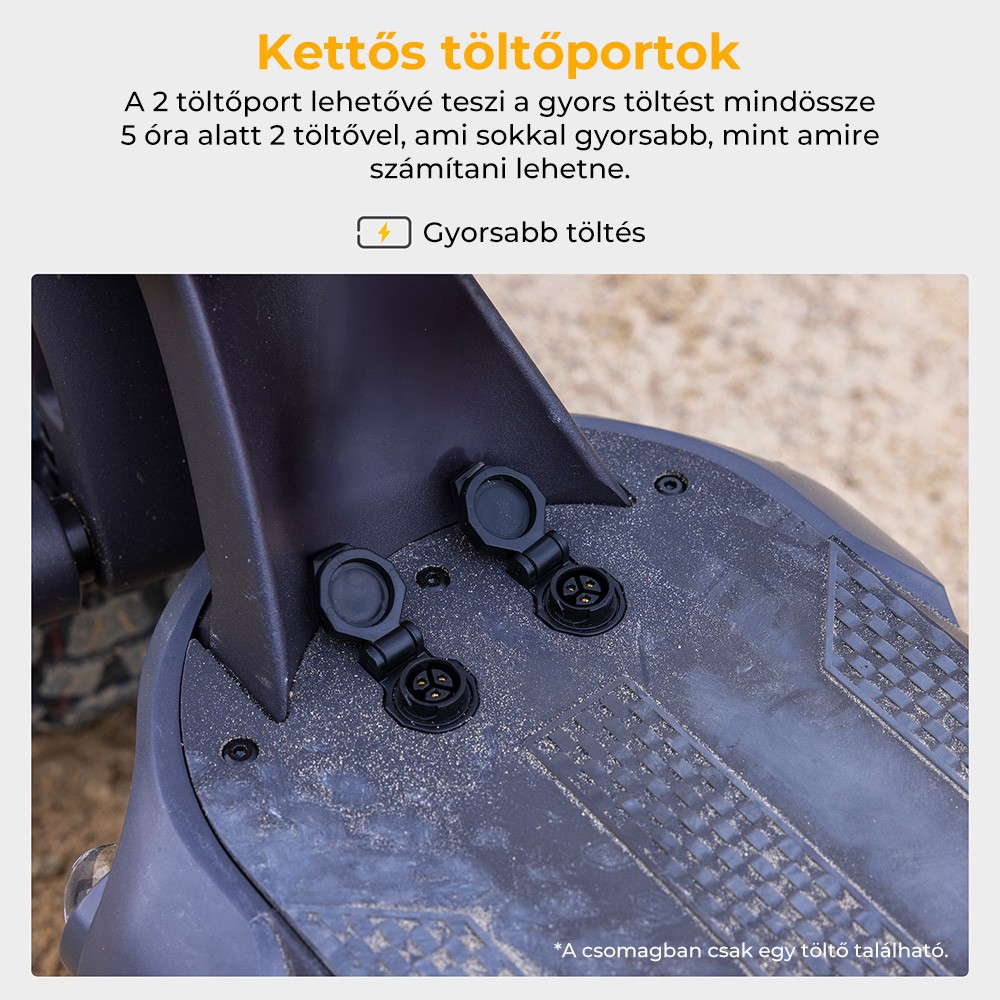 Ausom SR1 Elektromos Roller, 2*1000W-os Motor, 52V 20.8Ah Akkumulátor, 10 colos Gumiabroncsok, 65km/h Max. Sebesség, 95km Hatótávolság, Elöl és Hátul Hidraulikus Tárcsafékek, Lengőkaros Felfüggesztés