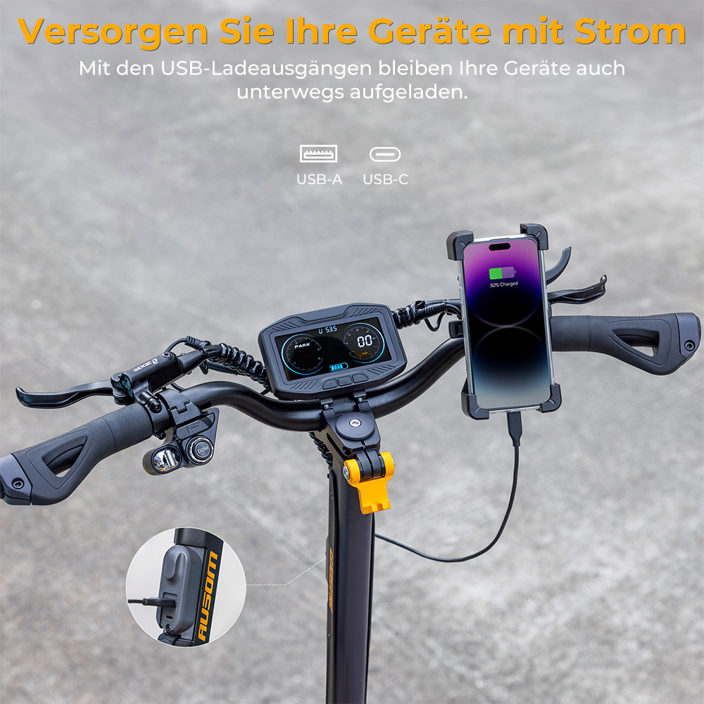 Ausom SR1 Elektroroller, 2 x 1000 W Motor, 52 V 20,8 Ah Akku, 10 Zoll Reifen, 65 km/h Höchstgeschwindigkeit, 95 km Reichweite, Hydraulische Scheibenbremsen vorne und hinten, Schwingenaufhängung