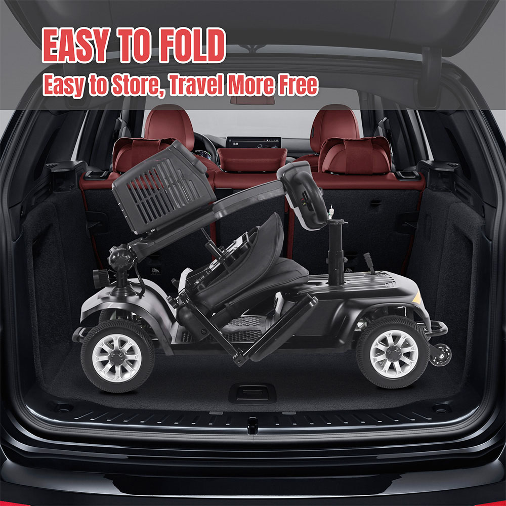 Unificare Lucas Pro Four-wheeled Scooter, 180W Motor, 24V 12Ah Battery, 8 inch Tires, 6km/h Max Speed, 20km Range, Magnetic Brake, 190kg Max Load - Black