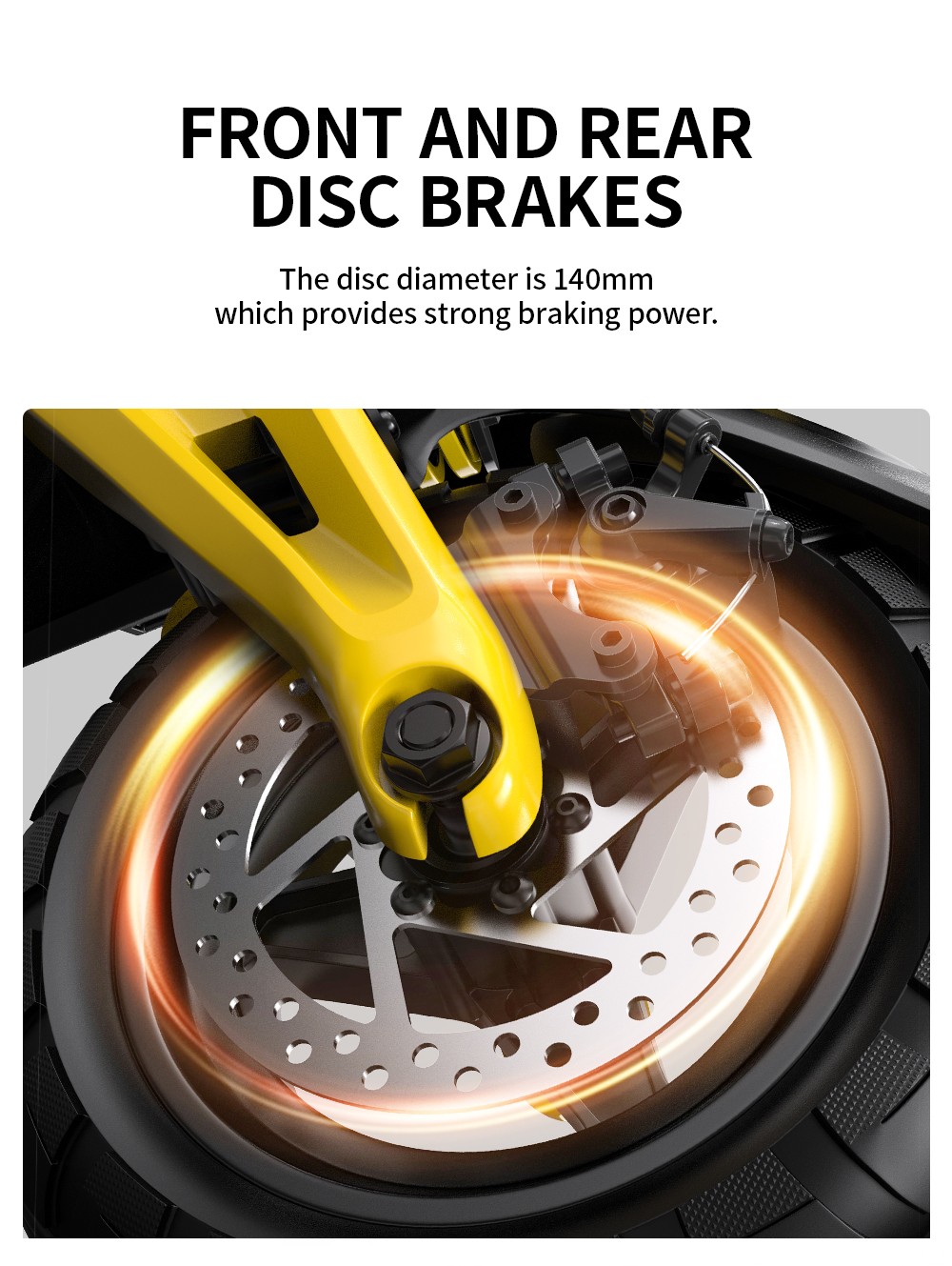 OOTD S10 Folding Electric Scooter 10 Inch Tires 1400W Motor 25km/h Max Speed 48V 20Ah Battery for 60-70km Range 120KG Max Load Disc Brake shock absorption IPX4 APP - Yellow