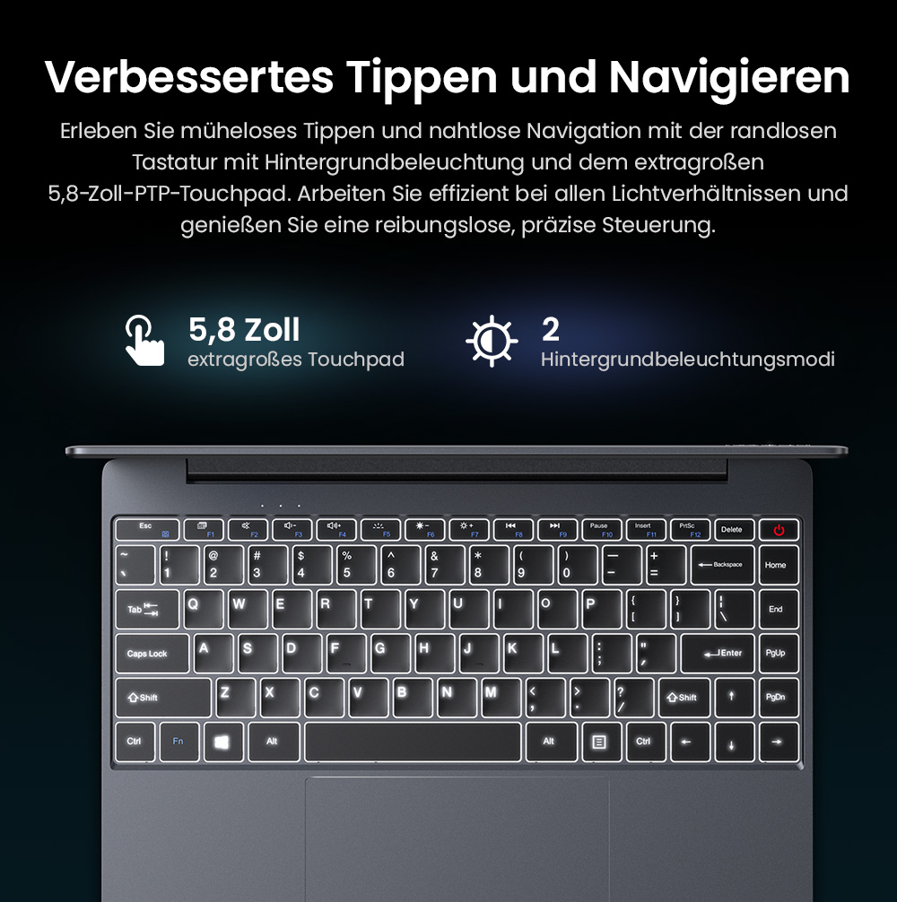 CHUWI CoreBook X Laptop, 14 Zoll 2160 x 1440 Display, AMD Ryzen 5 7430U 6 Kerne Max 4,3 GHz, 16 GB RAM 512 SSD, WiFi 6 Bluetooth 5.2, 4000 mAh Akku, Tastatur mit Hintergrundbeleuchtung, 1 * voll ausgestatteter Typ-C, 2 * USB 3.0, 1 * HDMI 1.4, 1 * TF-Kartensteckplatz, 1 * Kopfhöreranschluss