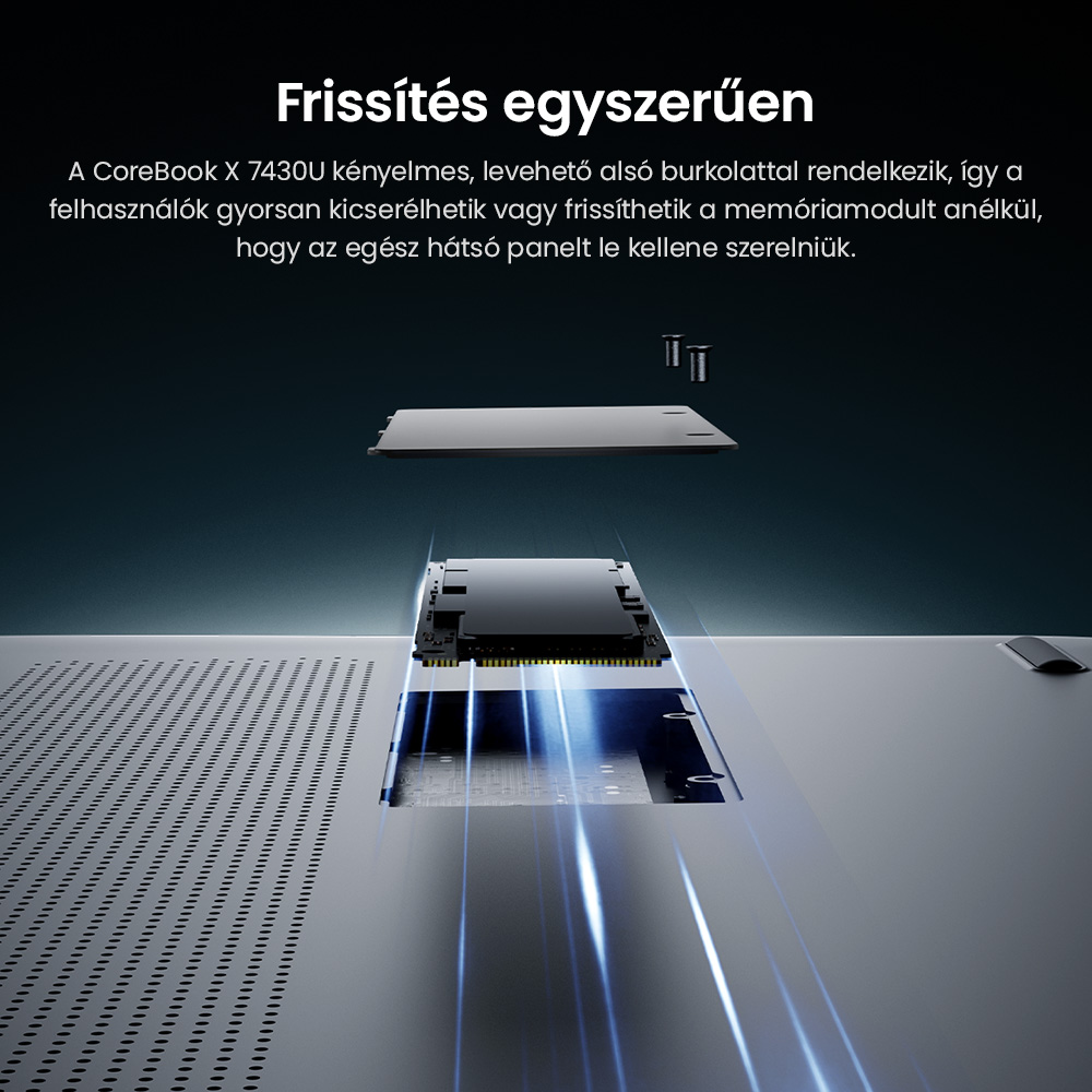 CHUWI CoreBook X Laptop, 14 hüvelykes 2160*1440 kijelző, AMD Ryzen 5 7430U 6 magos max. 4.3GHz, 16GB RAM 512 GB SSD, WiFi 6 Bluetooth 5.2, 4000mAh akkumulátor, háttérvilágításos billentyűzet, 1*Teljes funkcionalitású Type-C, 2*USB3.0, 1*HDMI 1.4, 1*TF kártyahely, 1*Fejhallgató jack