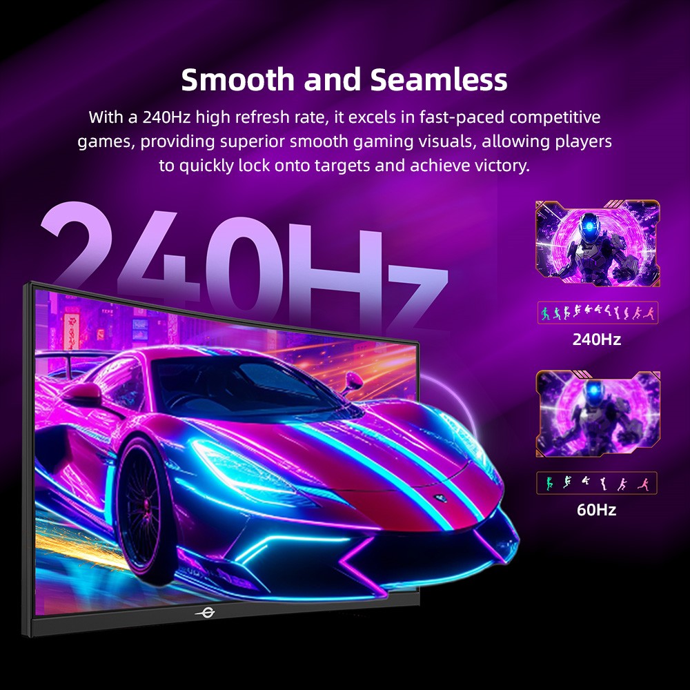 TITAN ARMY C24A1H Gamer Monitor, 23,6 hüvelykes 1500R ívelt VA képernyő, 1920*1080, 240Hz frissítési frekvencia, Dinamikus OD, FreeSync, HDR10, 10 forgatókönyv mód, 96% sRGB, Game+, 1*HDMI 2.0, 1*DP1.2, 1*Audio, Low Blue Light