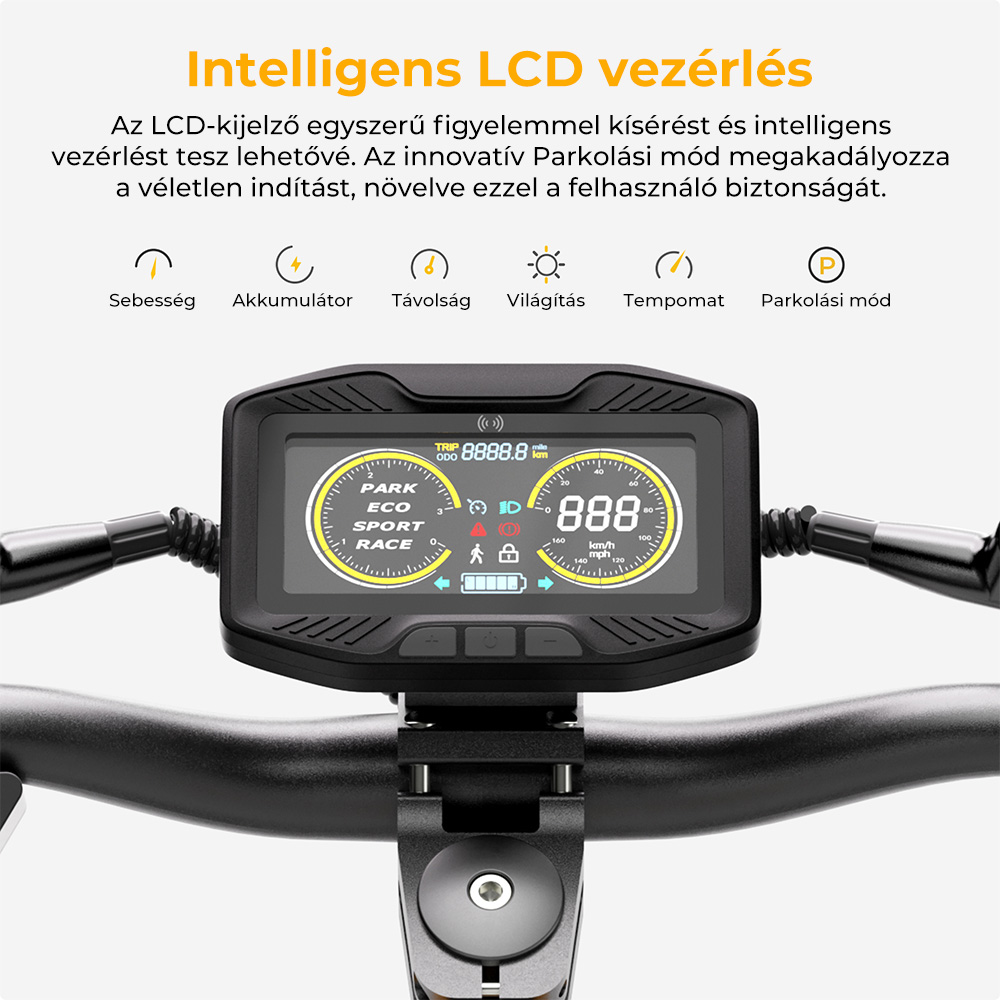 Ausom SR1 Elektromos Roller, 2*1000W-os Motor, 52V 20.8Ah Akkumulátor, 10 colos Gumiabroncsok, 65km/h Max. Sebesség, 95km Hatótávolság, Elöl és Hátul Hidraulikus Tárcsafékek, Lengőkaros Felfüggesztés