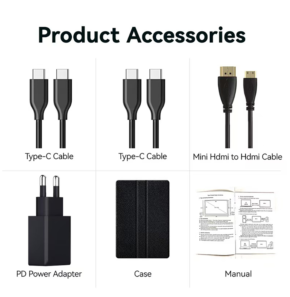 AOSIMAN P156QCC 15.6 inch Portable Monitor, 2560*1600, 100% sRGB, Dual Speakers, 1000:1 Contrast, 60Hz Refresh Rate, 2*Type-C, 1*Mini HDMI, 1*Headphone Jack