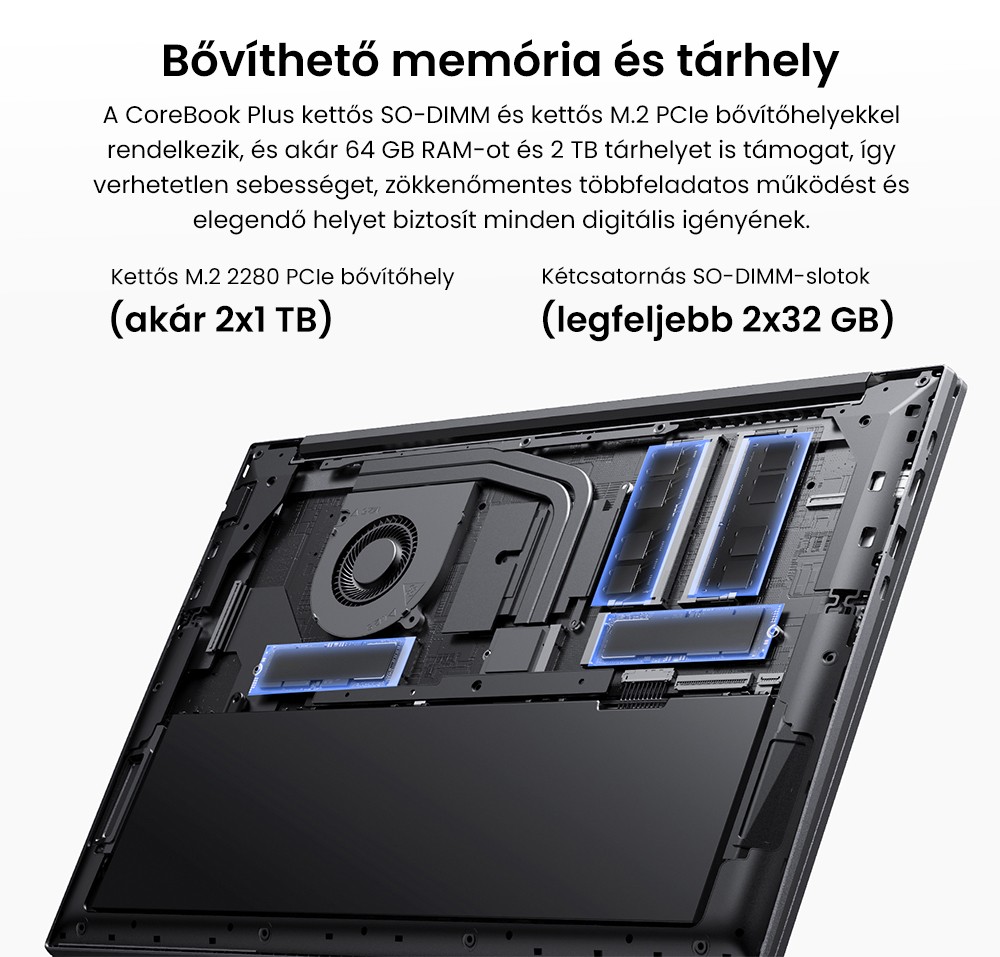CHUWI CoreBook Plus Laptop, 16 hüvelykes 1920x1200 IPS képernyő, AMD Ryzen 5 7430U 6 magos, max. 4,3 GHz, 16 GB RAM, 512 GB SSD, WiFi 6 Bluetooth 5.2, 2*Teljes funkcionalitású Type-C, 2*USB3.2, 1*USB2.0, 1*TF kártyahely, 1*HDMI, 1*RJ45, 1*Audio