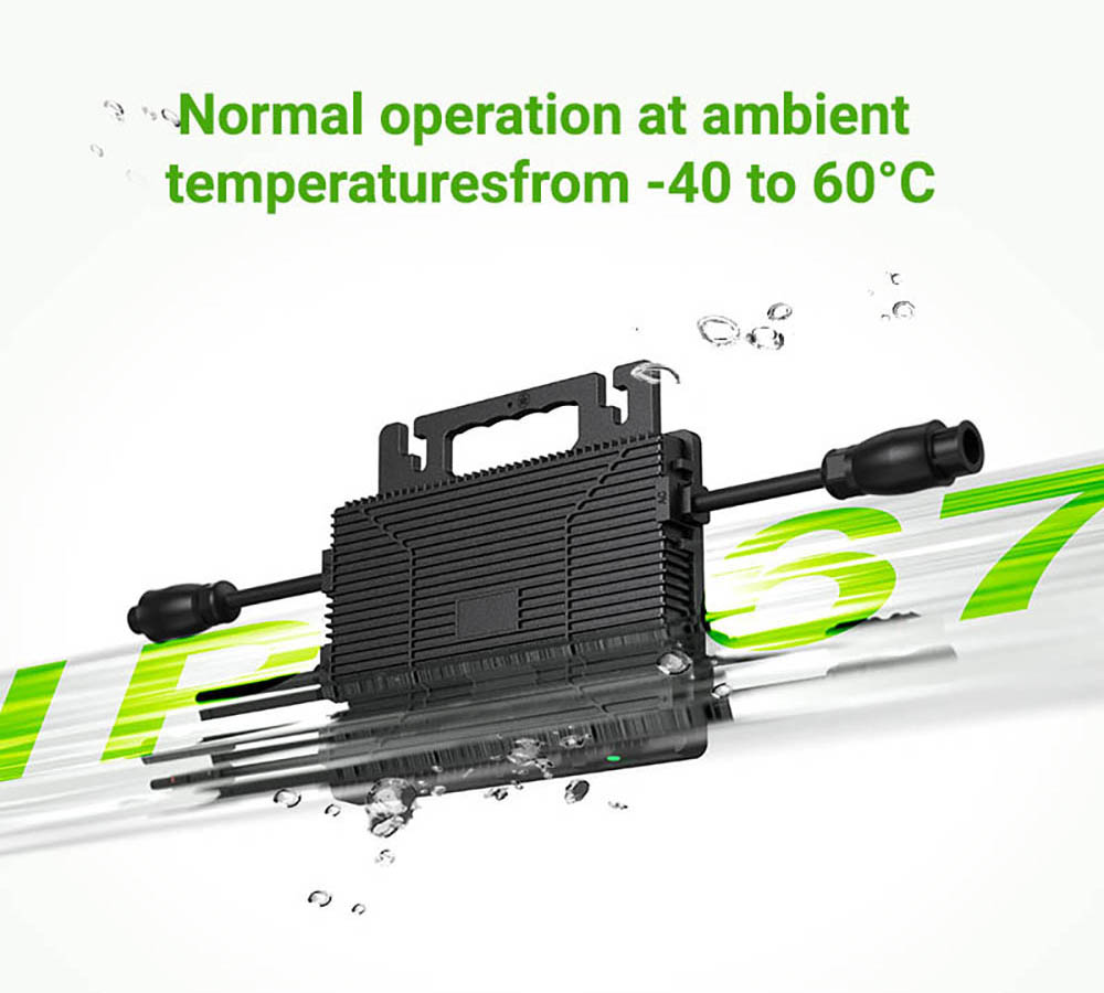 LIONSHEE LS-800Mi 800W Micro Inverter, 2 MPPTs, 230V Output, 96% Peak Efficiency, IP67 Waterproof, Wi-Fi Smart Monitoring