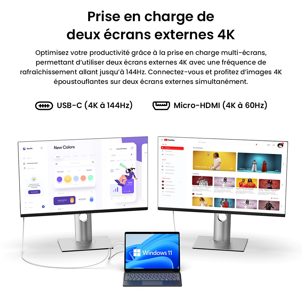 CHUWI Hi10 Max Tablette + clavier + Stylet, processeur Intel N150 4 cœurs à 3,6 GHz maximum, écran tactile 12,96 pouces, RAM 12 Go, SSD 512 Go, double écran 4K USB-C + Micro HDMI, Wi-Fi 6, 2 ports Type-C complets, 1 port USB 3.2, 1 prise audio