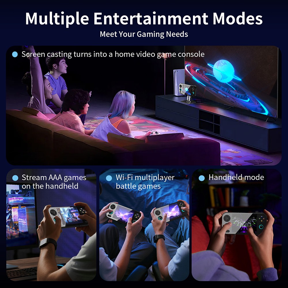 ANBERNIC RG476H AI Game Console, 4.7 inch 1280*960 120Hz Screen, Android 13, 8GB LPDDR4X RAM 128GB UFS2.2 Storage, 6 Hours of Playtime, Dual Stereo Speakers, 3D Hall Joystick - Black