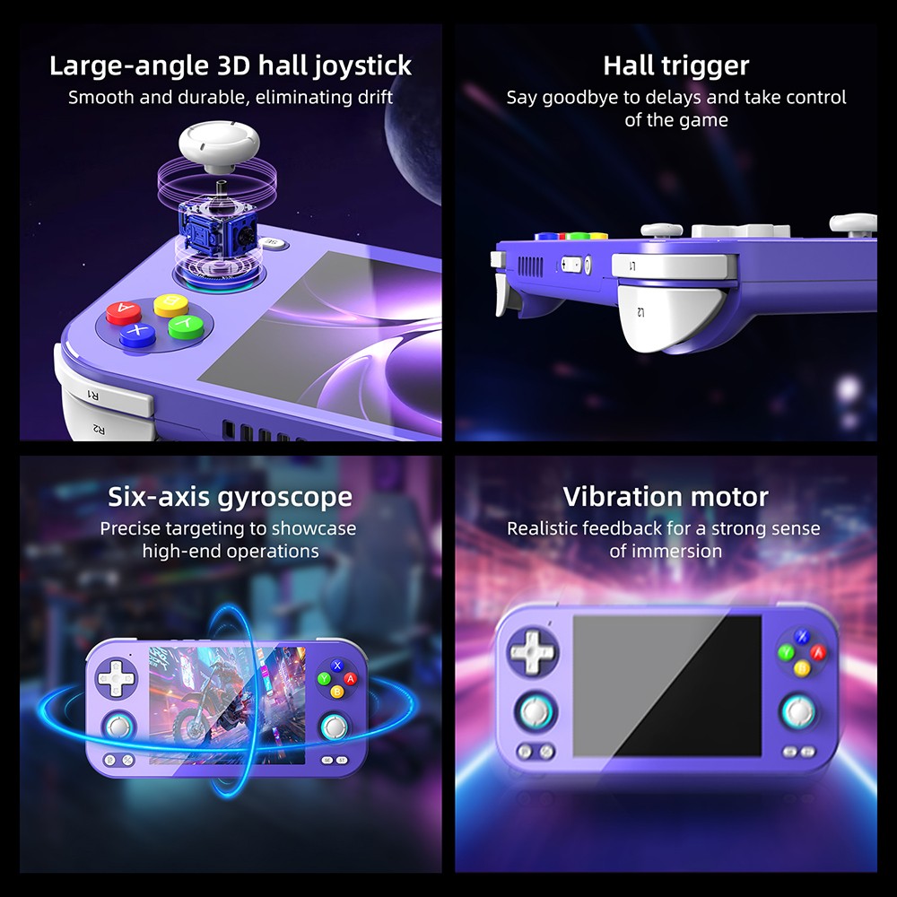 ANBERNIC RG476H AI Game Console, 4.7 inch 1280*960 120Hz Screen, Android 13, 8GB LPDDR4X RAM 128GB UFS2.2 Storage, 6 Hours of Playtime, Dual Stereo Speakers, 3D Hall Joystick - Indigo