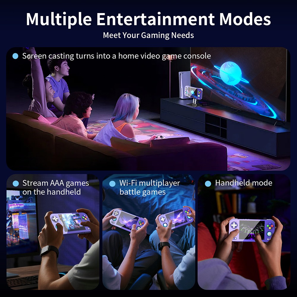 ANBERNIC RG476H AI Game Console, 4.7 inch 1280*960 120Hz Screen, Android 13, 8GB LPDDR4X RAM 128GB UFS2.2 Storage, 6 Hours of Playtime, Dual Stereo Speakers, 3D Hall Joystick - Indigo