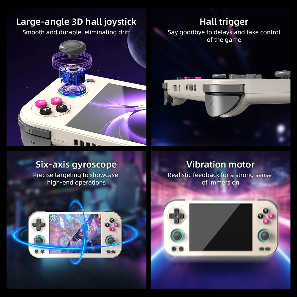 ANBERNIC RG476H AI Game Console, 4.7 inch 1280*960 120Hz Screen, Android 13, 8GB LPDDR4X RAM 128GB UFS2.2 Storage, 6 Hours of Playtime, Dual Stereo Speakers, 3D Hall Joystick - Retro Grey