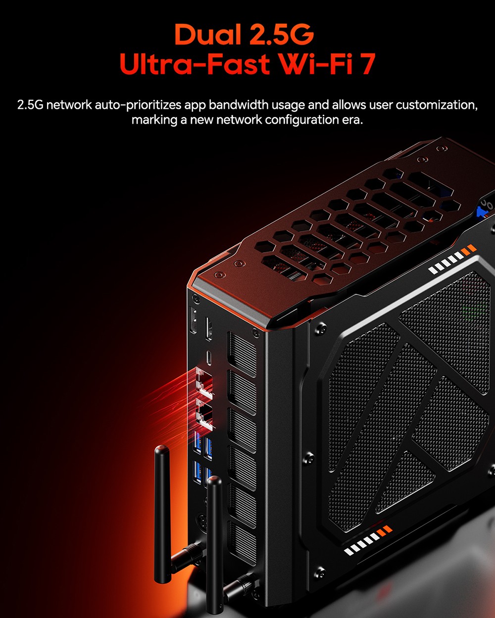 AOOSTAR GODY Mini PC, AMD Ryzen 9 7940HX 16 Cores Max 5.2GHz, AMD Radeon RX 7600XT 8GB GDDR6, 32GB RAM 1TB SSD, HDMI + DP + USB4 4K 120Hz Triple Display, WiFi 7, 5*USB3.2, 2*2.5G RJ45, 2*Type-C, 1*Headphone Jack - EU Plug
