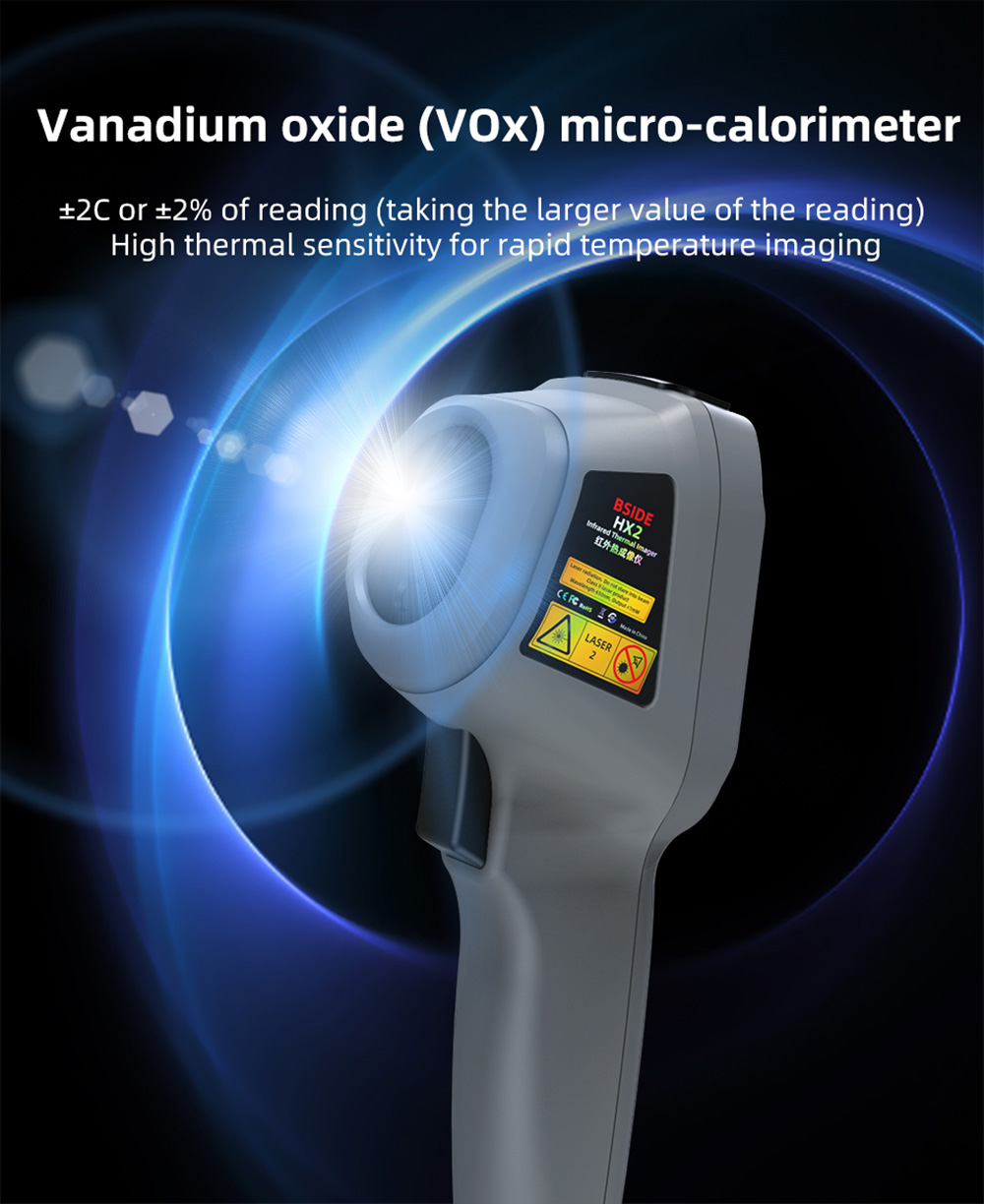 BSIDE HX2 High Definition Thermal Imaging Camera, 240x320 Pixels, 15 Color Modes, 2.4-inch TFT LCD Screen, 0.3-3m Adjustable, 50°×50° Wide-Angle Lens, Outdoor Indoor Use - Grey