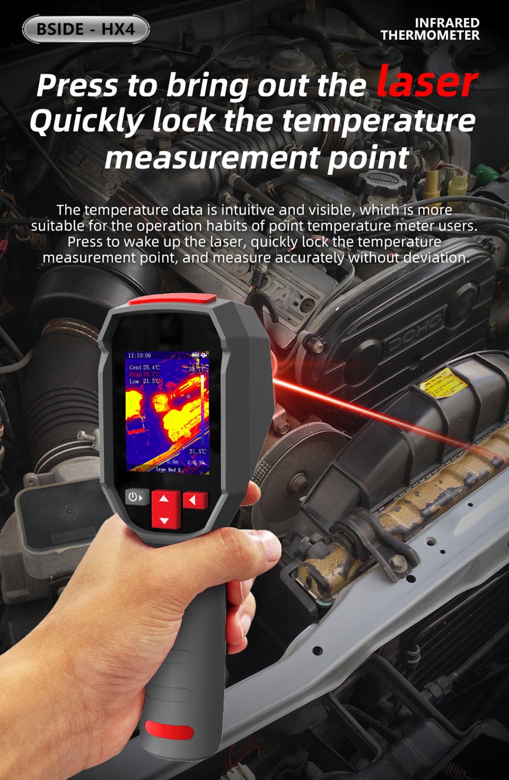 BSIDE HX4 High Definition Infrared Thermal Imaging Camera, 240x320 Pixels, 15 Pseudo-Color Modes, -20℃ - 550℃ Range, 2.4