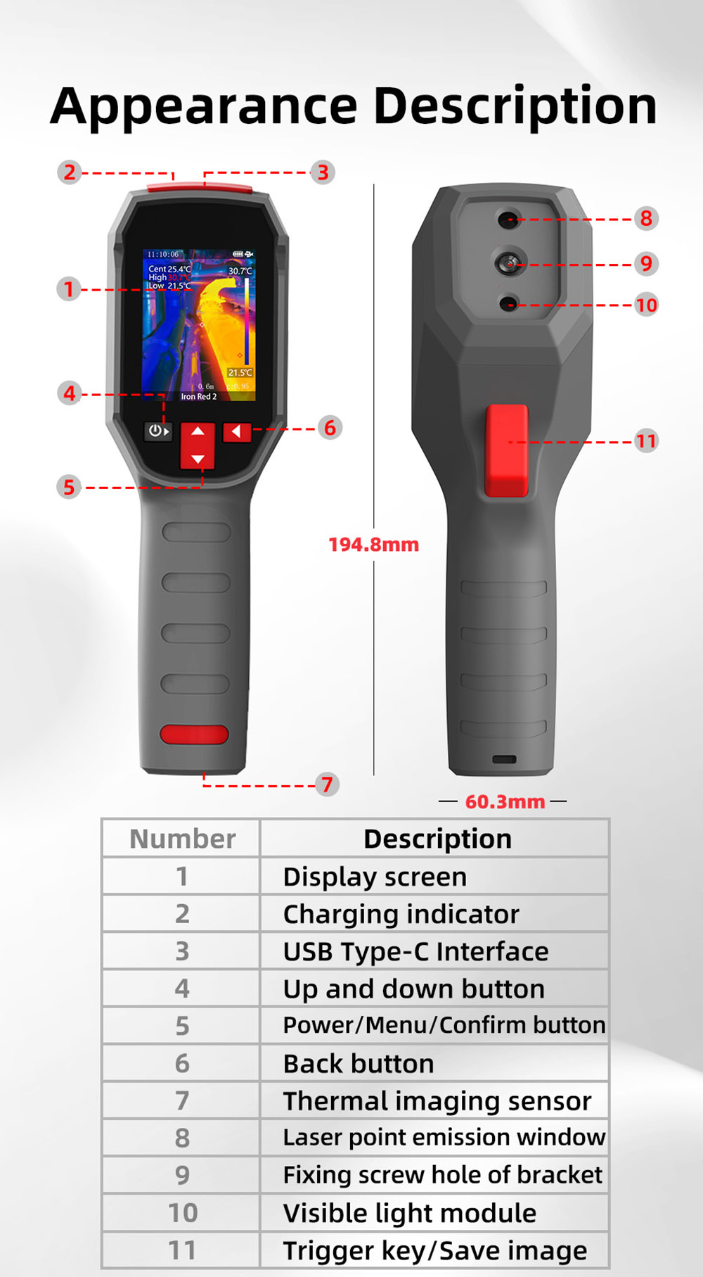 BSIDE HX4 High Definition Infrared Thermal Imaging Camera, 240x320 Pixels, 15 Pseudo-Color Modes, -20℃ - 550℃ Range, 2.4
