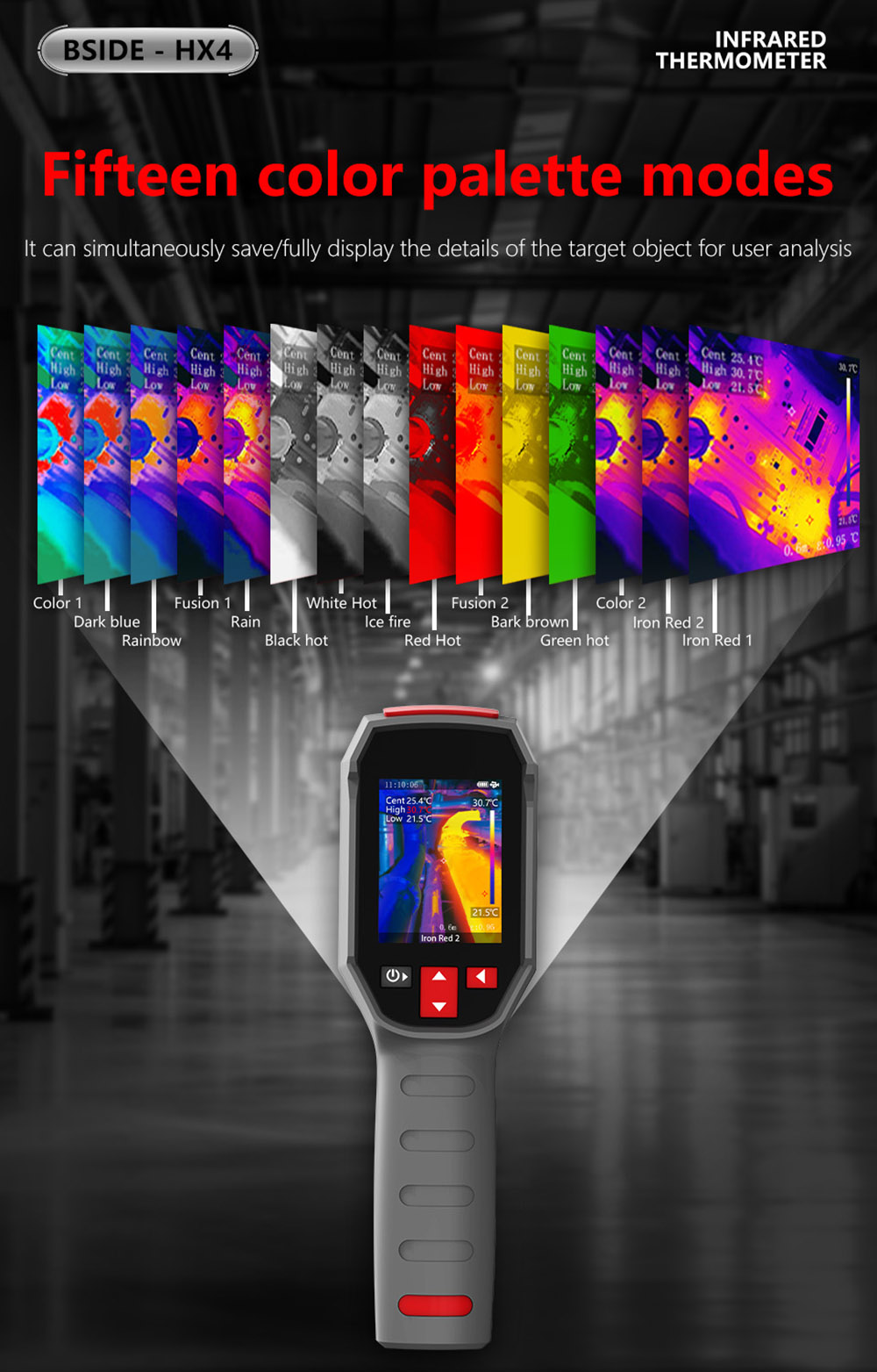 BSIDE HX4 High Definition Infrared Thermal Imaging Camera, 240x320 Pixels, 15 Pseudo-Color Modes, -20℃ - 550℃ Range, 2.4