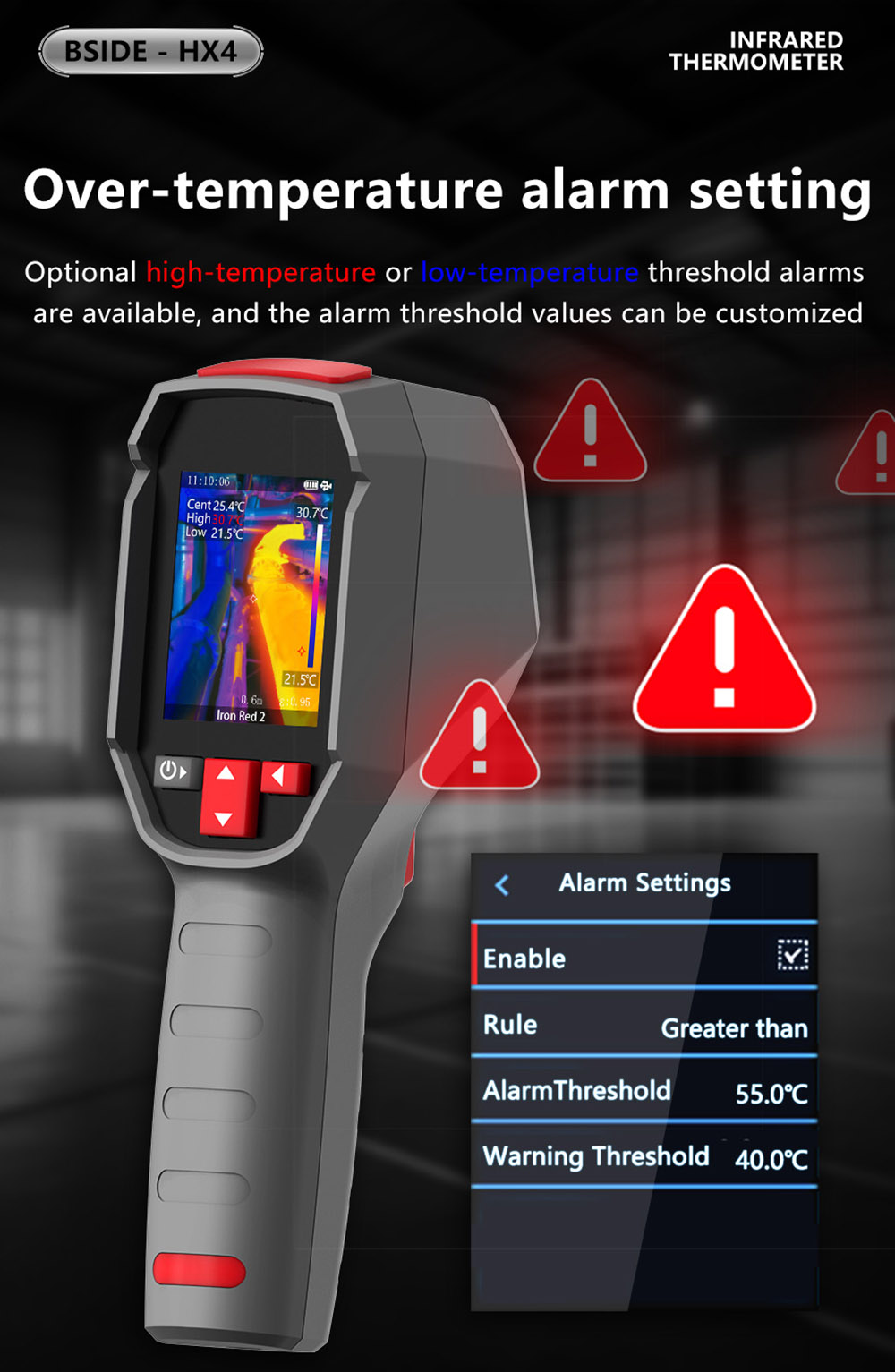 BSIDE HX4 High Definition Infrared Thermal Imaging Camera, 240x320 Pixels, 15 Pseudo-Color Modes, -20℃ - 550℃ Range, 2.4