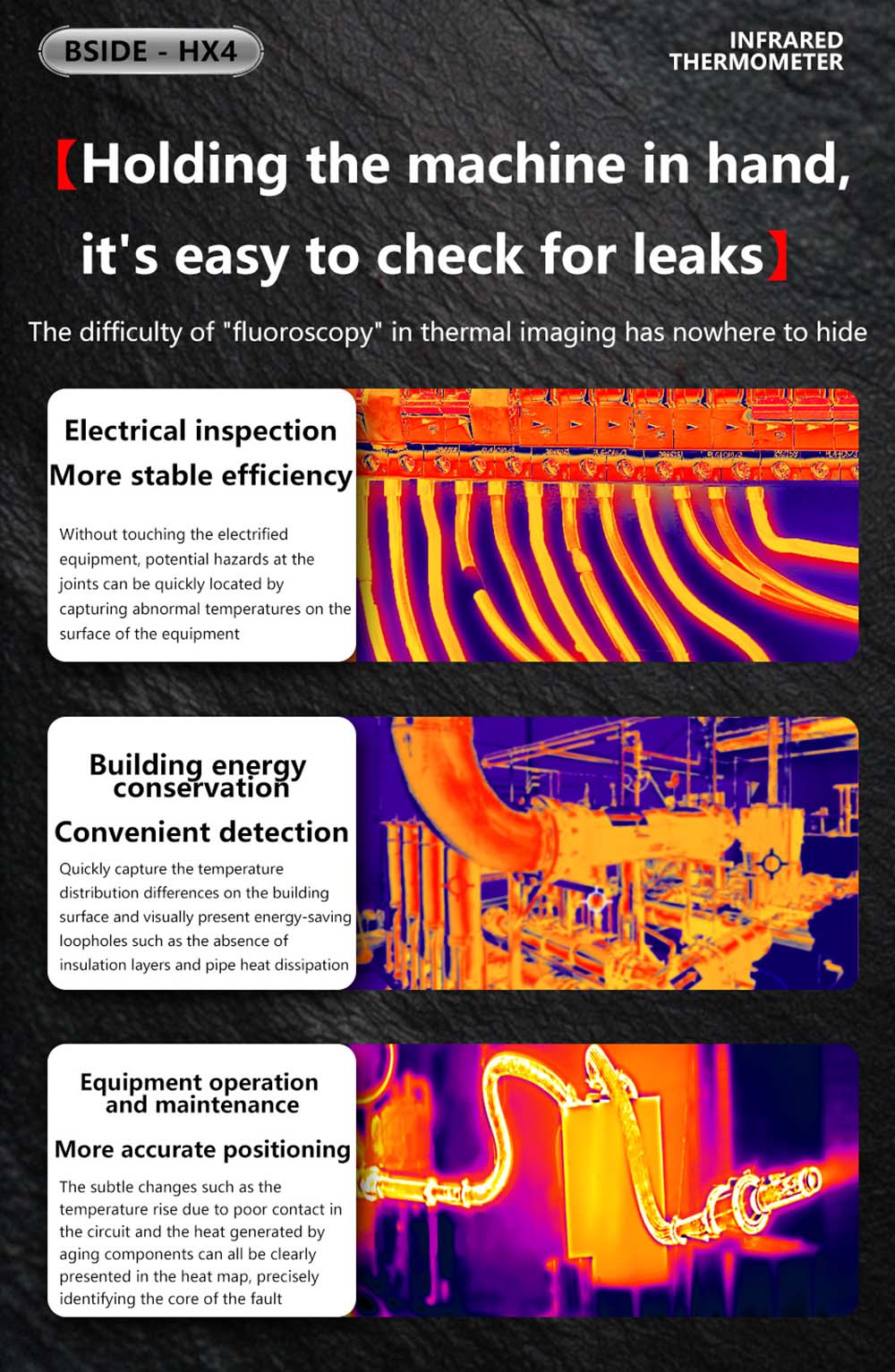 BSIDE HX4 High Definition Infrared Thermal Imaging Camera, 240x320 Pixels, 15 Pseudo-Color Modes, -20℃ - 550℃ Range, 2.4