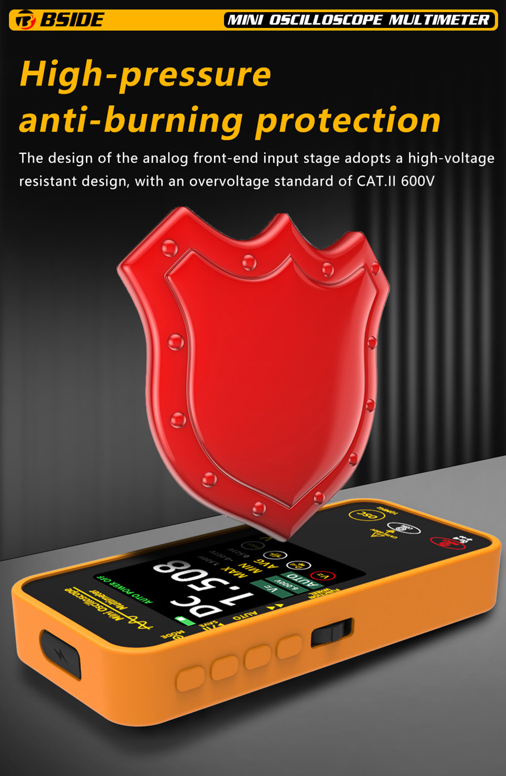 BSIDE OS1 Mini Digital Oscilloscope Multimeter High Precision Single Channel 10M Bandwidth Multi-functional Electrical Maintenance Specialized Auto Repair Instrument