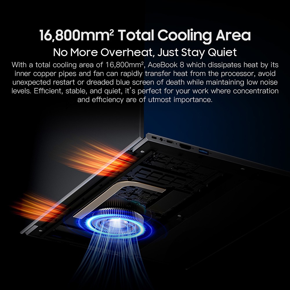 Refurbished Blackview Acebook 8 Laptop, 15.6-inch 1920*1080 IPS Screen, Intel Core N97, 16GB RAM 512GB SSD, Dual-band WiFi Bluetooth 5.0, 2*USB 3.0 1*USB 2.0 1*USB-C 1*HDMI 2.0 1*Audio Jack 1*MicroSD Card Slot, 38Wh Battery 36W Charge - Grey