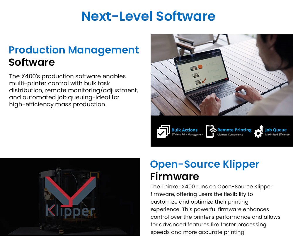 ERYONE ThinkerX400 FDM 3D Printer, 0.1-0.3 mm Print Precision, 500mm/s High Speed, 25-Point Grid Auto-Leveling - US Plug