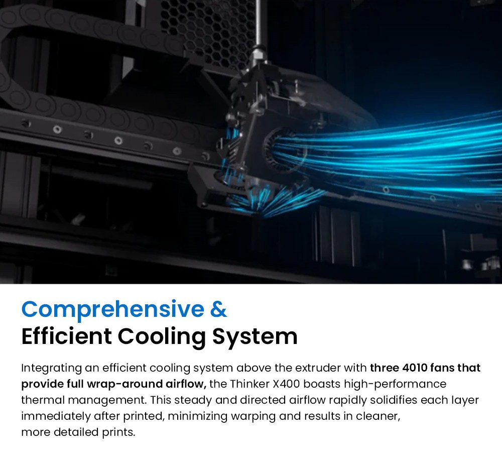ERYONE ThinkerX400 FDM 3D Printer, 0.1-0.3 mm Print Precision, 500mm/s High Speed, 25-Point Grid Auto-Leveling - US Plug
