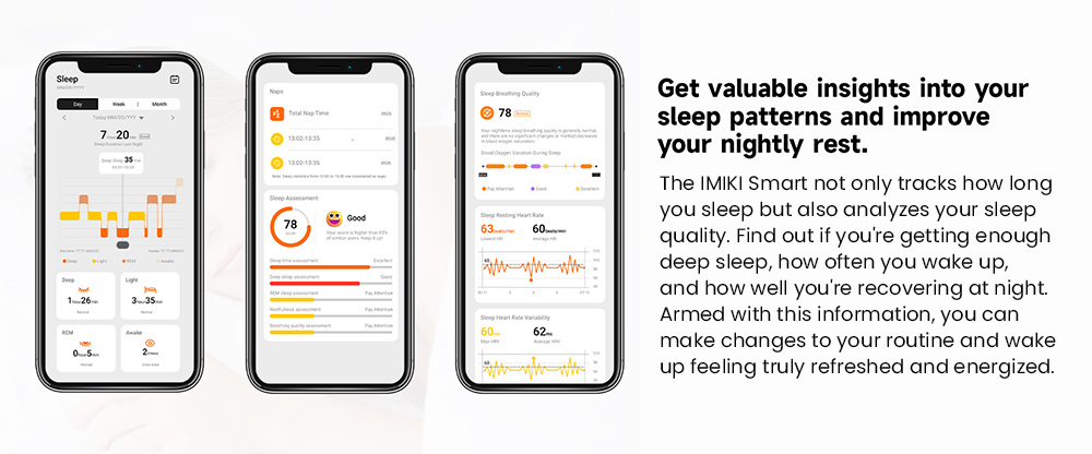 Bague intelligente IMIKI 2, étanche 5 ATM, surveillance du sommeil, commande tactile - 11#, diamètre 20,7 mm, circonférence 65 mm