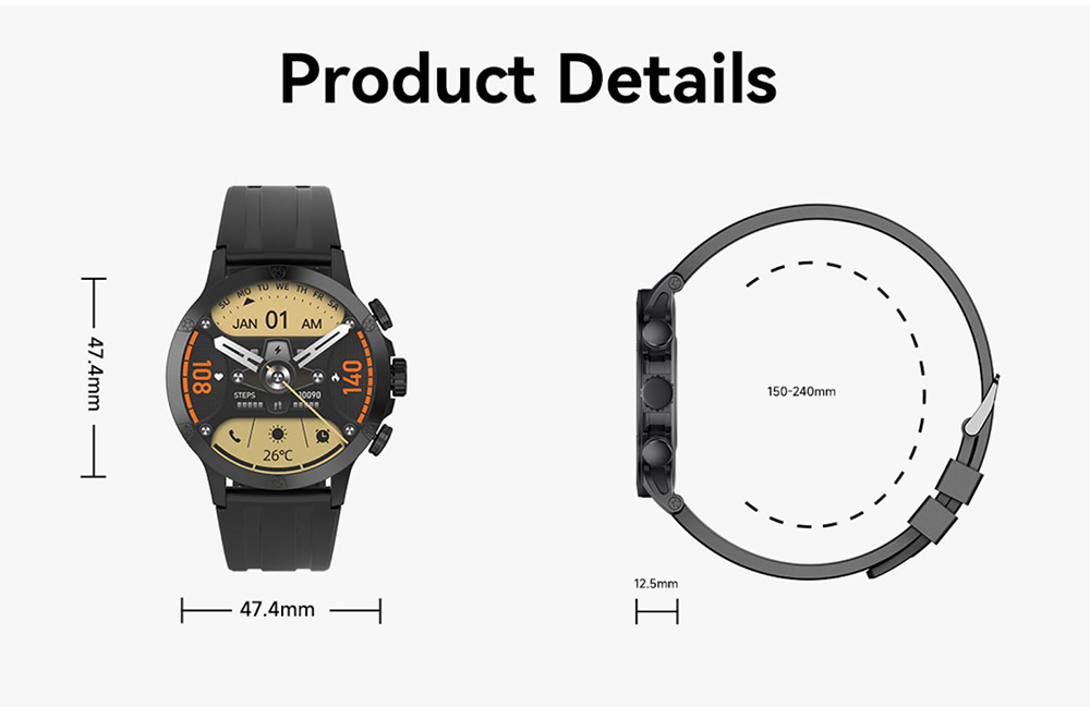 IMIKI XPLORER Pro Smartwatch, 1.6 inch AMOLED Screen, 450mAh Battery, 170+ Sports Modes, Heart Rate, SpO2 & Sleep Monitoring, Bluetooth Calling, 1ATM Water Resistant, 100+ Watch Faces