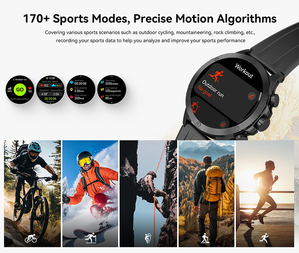 IMIKI XPLORER Pro Smartwatch, 1.6 inch AMOLED Screen, 450mAh Battery, 170+ Sports Modes, Heart Rate, SpO2 & Sleep Monitoring, Bluetooth Calling, 1ATM Water Resistant, 100+ Watch Faces