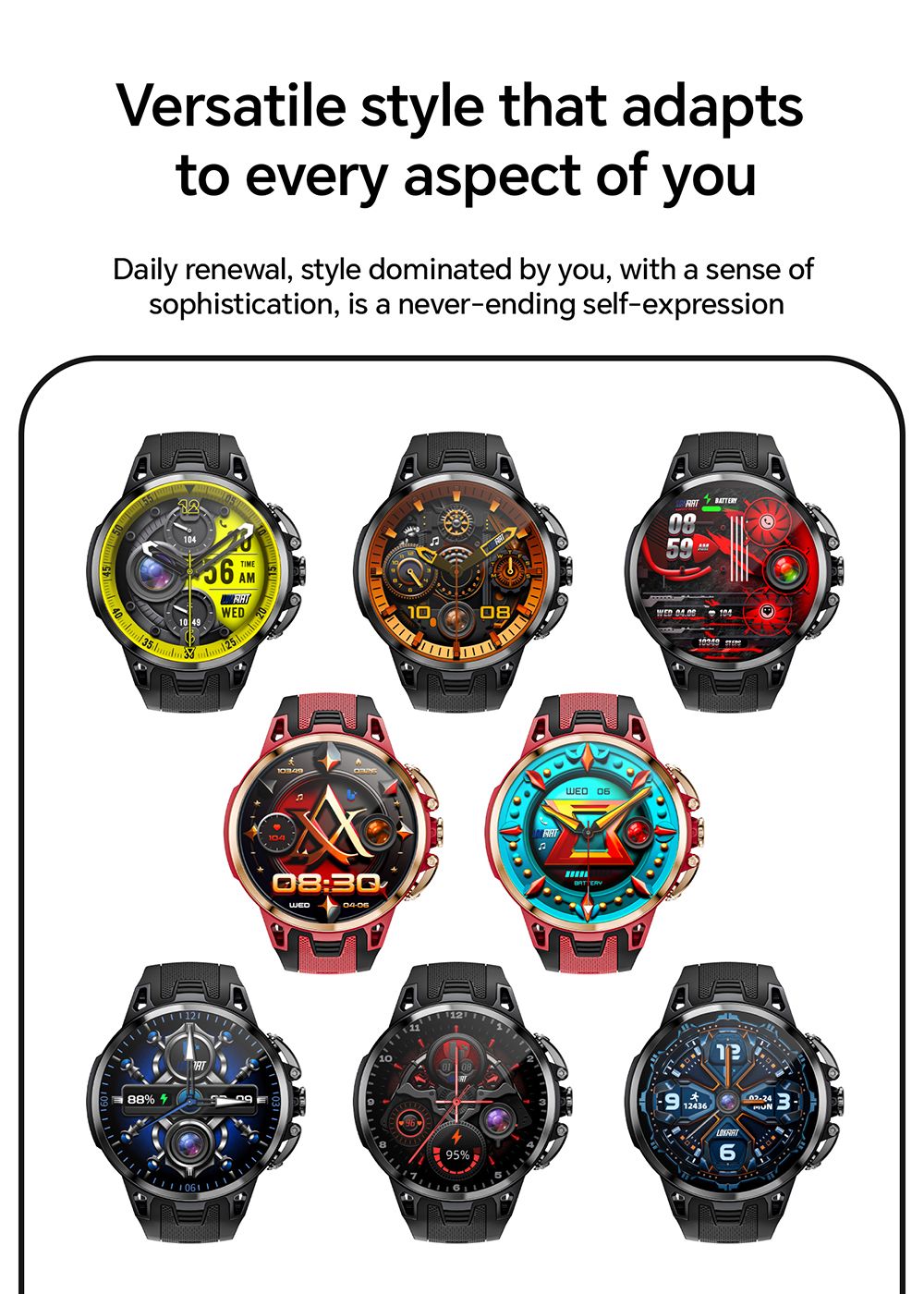 LOKMAT APPLLP 4 PRO Smartwatch, 1.75 inch AMOLED Screen, 5G Calling, NFC Function, Heart Rate Monitoring, Multiple Sports Modes - Black