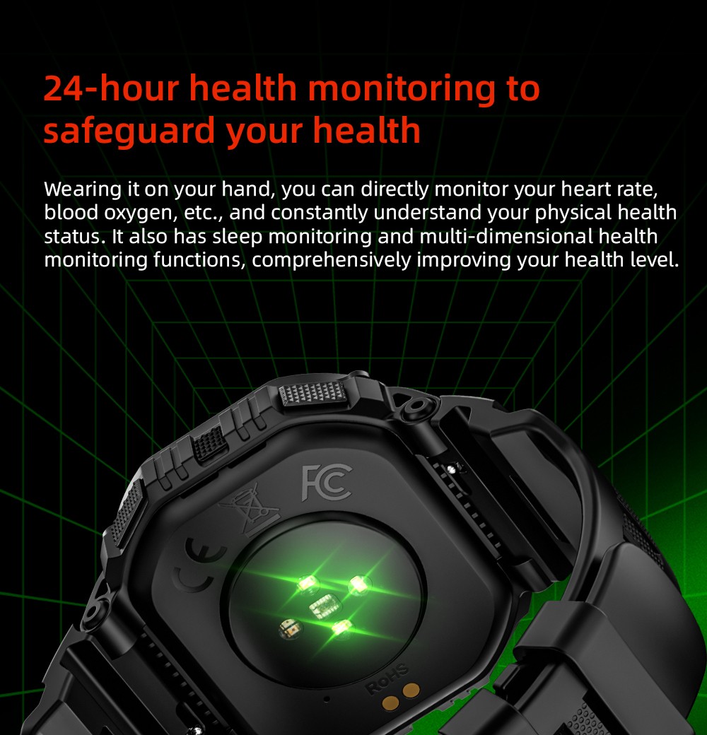 LOKMAT OCEAN GT Smartwatch, 1.75 inch Screen, Flashlight & Compass, Al Voice Assistant, Bluetooth Calling, 3ATM Waterproof, Health Monitoring, 100+ Sports Modes - Golden