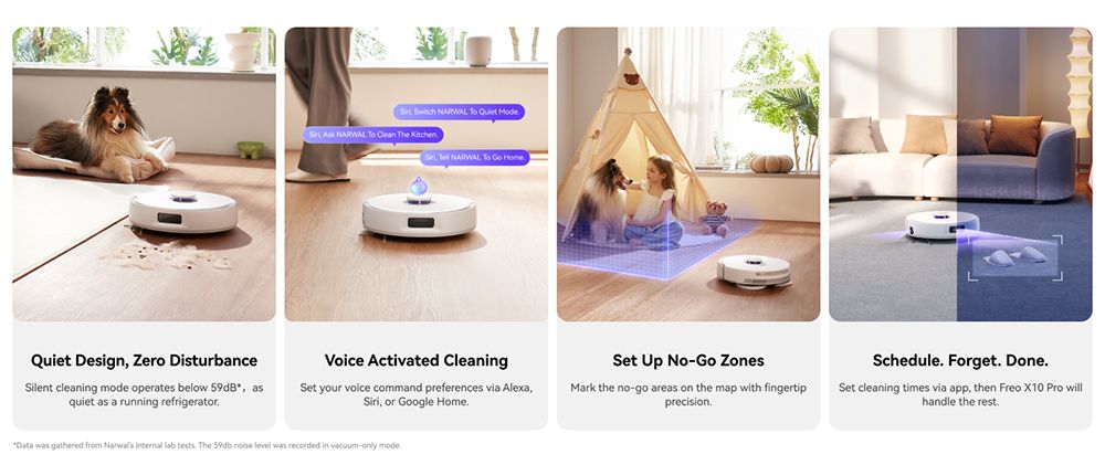 Narwal Freo X10 Pro robotporszívó, gubancmentes robotfelmosó, 8500 Pa erős szívás, önürítő, automatikus felmosómosás, automatikus szárítás, akadálykerülés, ideális háziállatok szőréhez és kemény padlóhoz - fehér