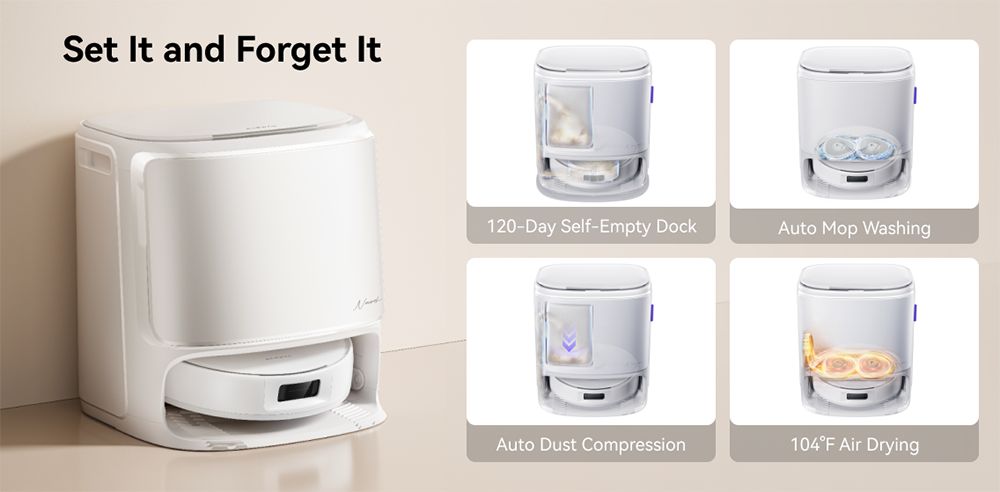 Narwal Freo X10 Pro robotporszívó, gubancmentes robotfelmosó, 8500 Pa erős szívás, önürítő, automatikus felmosómosás, automatikus szárítás, akadálykerülés, ideális háziállatok szőréhez és kemény padlóhoz - fehér