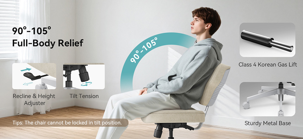 Newtral  FP-A  Freedom-X Multi-Posture Cross Legged Chair (Without Armrest) - Apricot