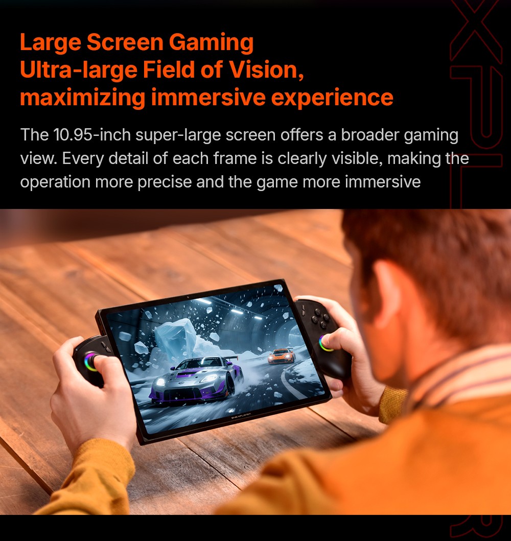 One Netbook OneXPlayer X1 Air Portable 3-in-1 Gaming PC, Intel Core Ultra 5 258V 8 Cores Max 4.5GHz, 10.95 inch 2560*1600 120Hz Screen, 32GB LPDDR5X RAM 512GB SSD, Facial & Fingerprint Unlock, 2*USB4.0, 1*USB3.2, 1*TF Card, 1*Mini SSD Slot - EU Plug