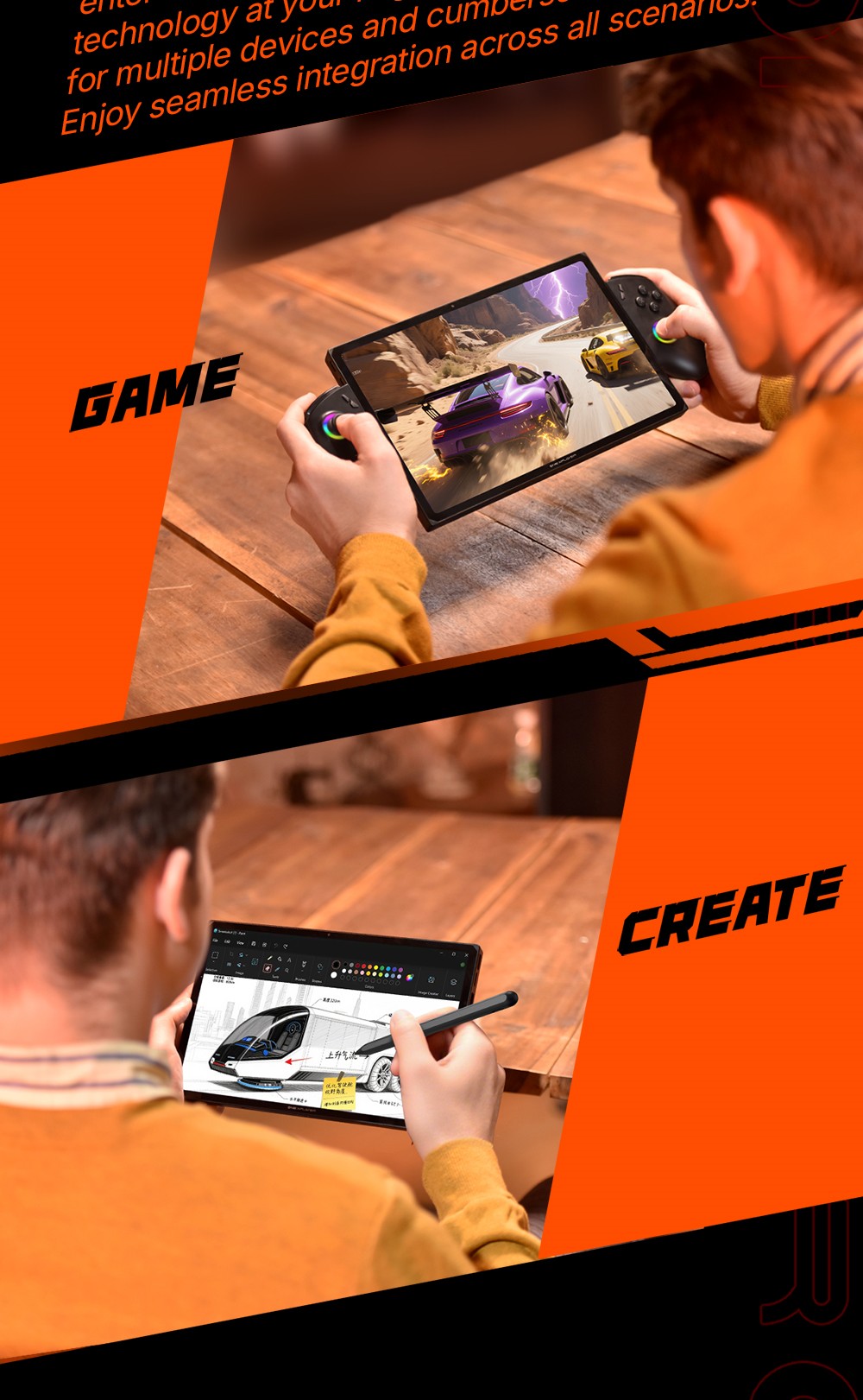 One Netbook OneXPlayer X1 Air Portable 3-in-1 Gaming PC, Intel Core Ultra 5 258V 8 Cores Max 4.5GHz, 10.95 inch 2560*1600 120Hz Screen, 32GB LPDDR5X RAM 512GB SSD, Facial & Fingerprint Unlock, 2*USB4.0, 1*USB3.2, 1*TF Card, 1*Mini SSD Slot - EU Plug