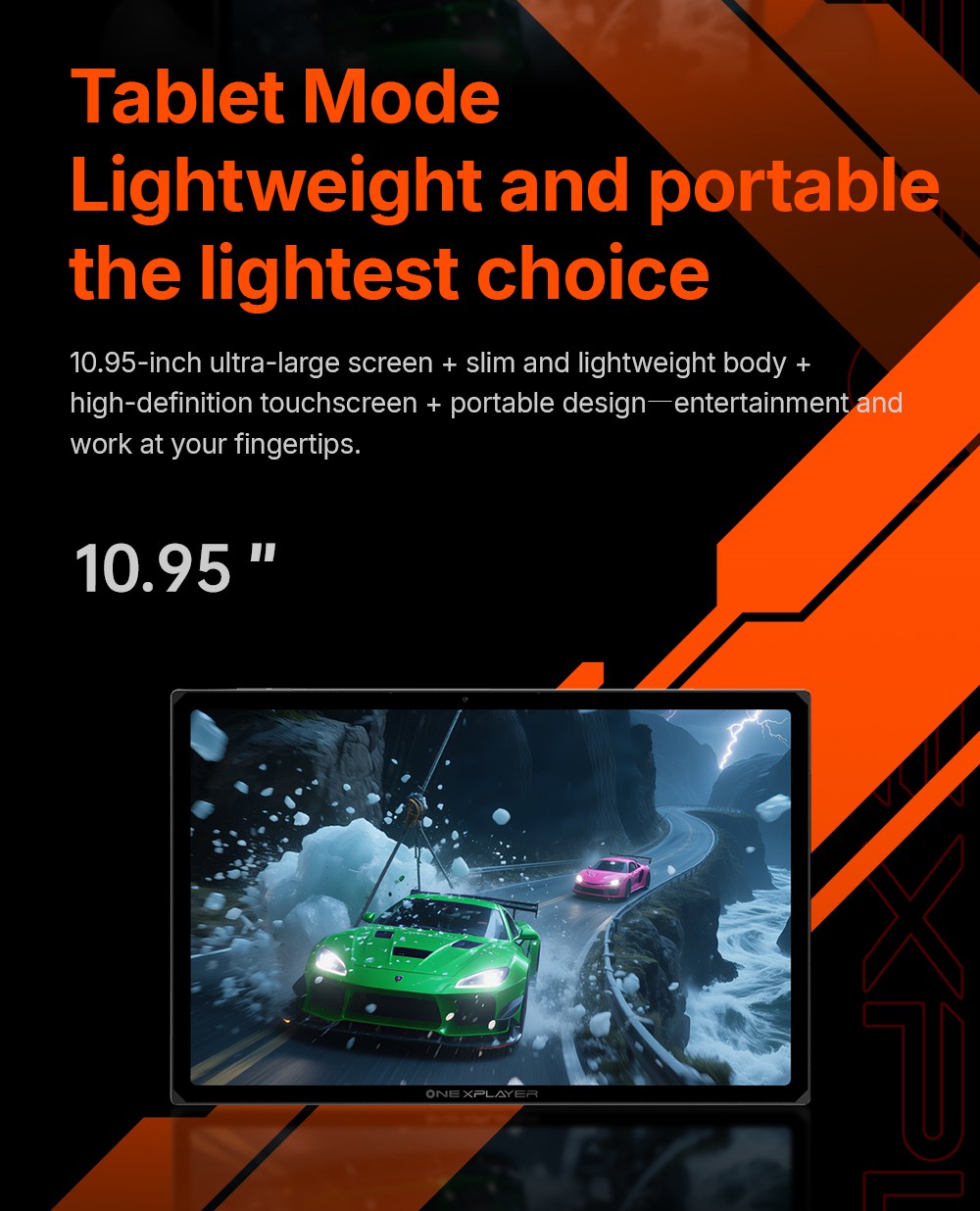 One Netbook OneXPlayer X1 Air Portable 3-in-1 Gaming PC, Intel Core Ultra 5 258V 8 Cores Max 4.5GHz, 10.95 inch 2560*1600 120Hz Screen, 32GB LPDDR5X RAM 512GB SSD, Facial & Fingerprint Unlock, 2*USB4.0, 1*USB3.2, 1*TF Card, 1*Mini SSD Slot - EU Plug
