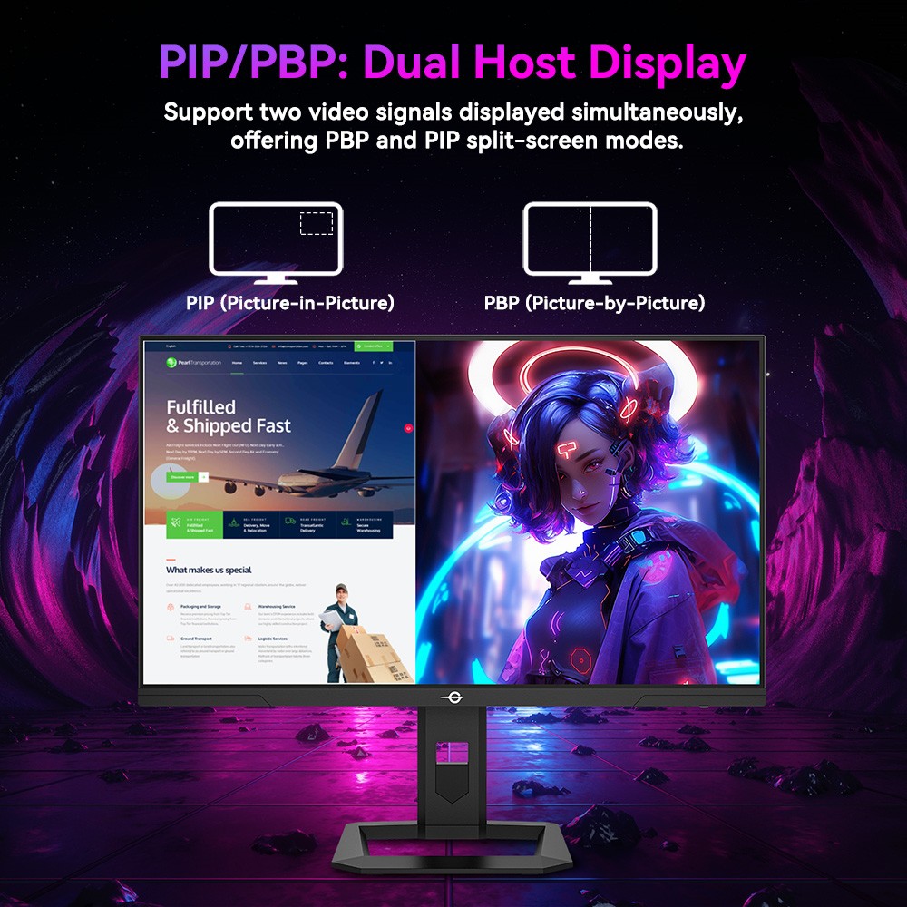 TITAN ARMY P275MV PLUS Gaming Monitor, 27 inch Fast IPS Screen, 3840*2160@160Hz & 1920*1080@320Hz, HDR1000, DyDs Mini LED, 1ms GTG Response Time, FreeSync, FPS/RTS Gaming Mode, 2*USB-A, 1*USB-B, 1*Type-C, 2*HDMI2.1, 1*DP1.4, 1*Audio