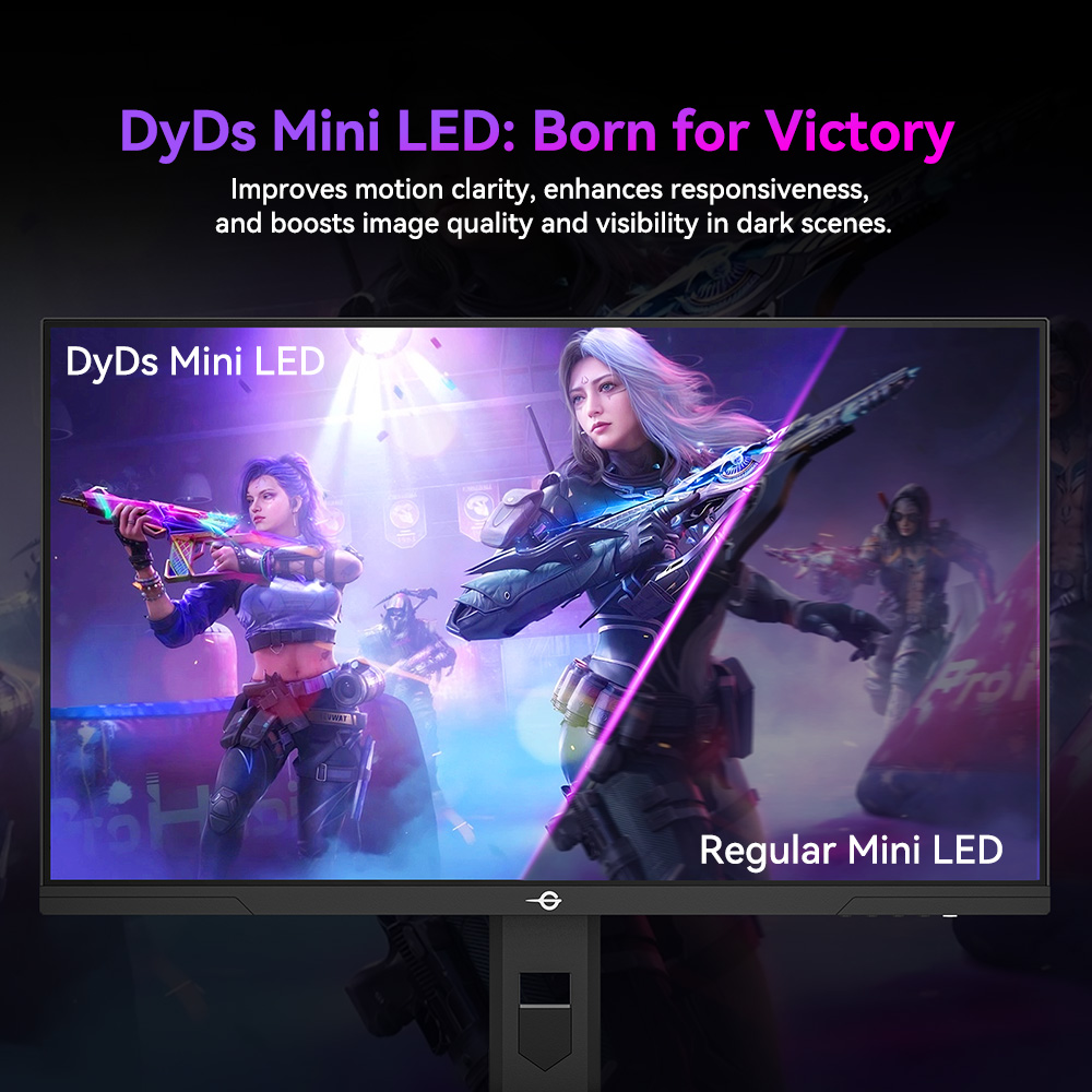 TITAN ARMY P275MV PLUS Gaming Monitor, 27 inch Fast IPS Screen, 3840*2160@160Hz & 1920*1080@320Hz, HDR1000, DyDs Mini LED, 1ms GTG Response Time, FreeSync, FPS/RTS Gaming Mode, 2*USB-A, 1*USB-B, 1*Type-C, 2*HDMI2.1, 1*DP1.4, 1*Audio