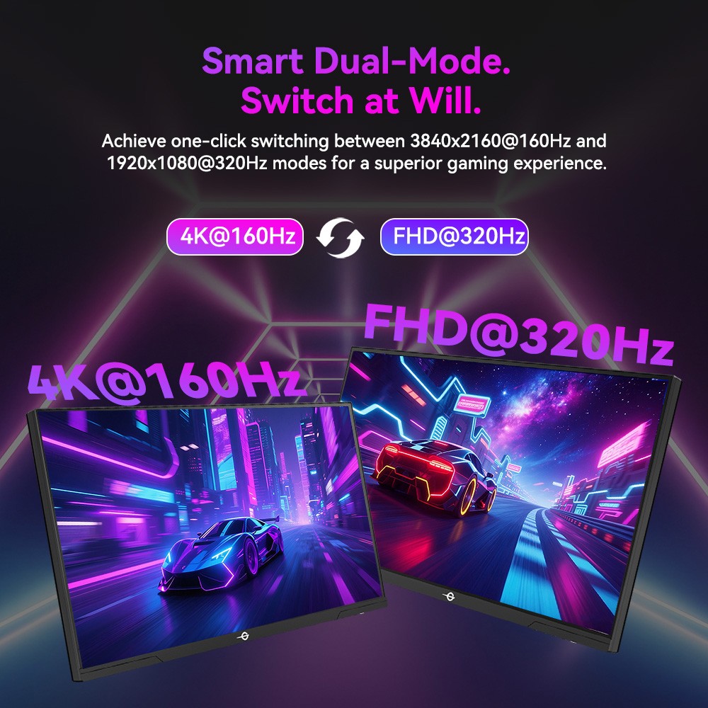 TITAN ARMY P275MV PLUS Gaming Monitor, 27 inch Fast IPS Screen, 3840*2160@160Hz & 1920*1080@320Hz, HDR1000, DyDs Mini LED, 1ms GTG Response Time, FreeSync, FPS/RTS Gaming Mode, 2*USB-A, 1*USB-B, 1*Type-C, 2*HDMI2.1, 1*DP1.4, 1*Audio