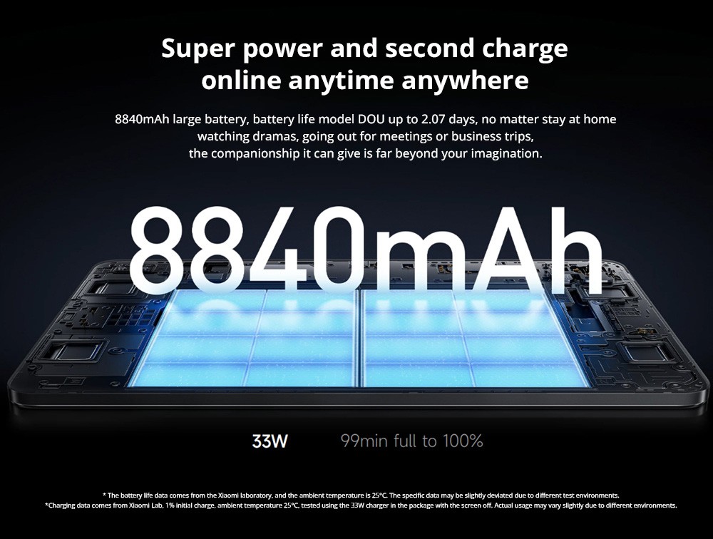 Refurbished Xiaomi Pad 6 CN Version Snapdragon 870 Processor, Android 13, 8GB RAM 128GB ROM, 13MP Rear Camera Dual-band WiFi - Blue