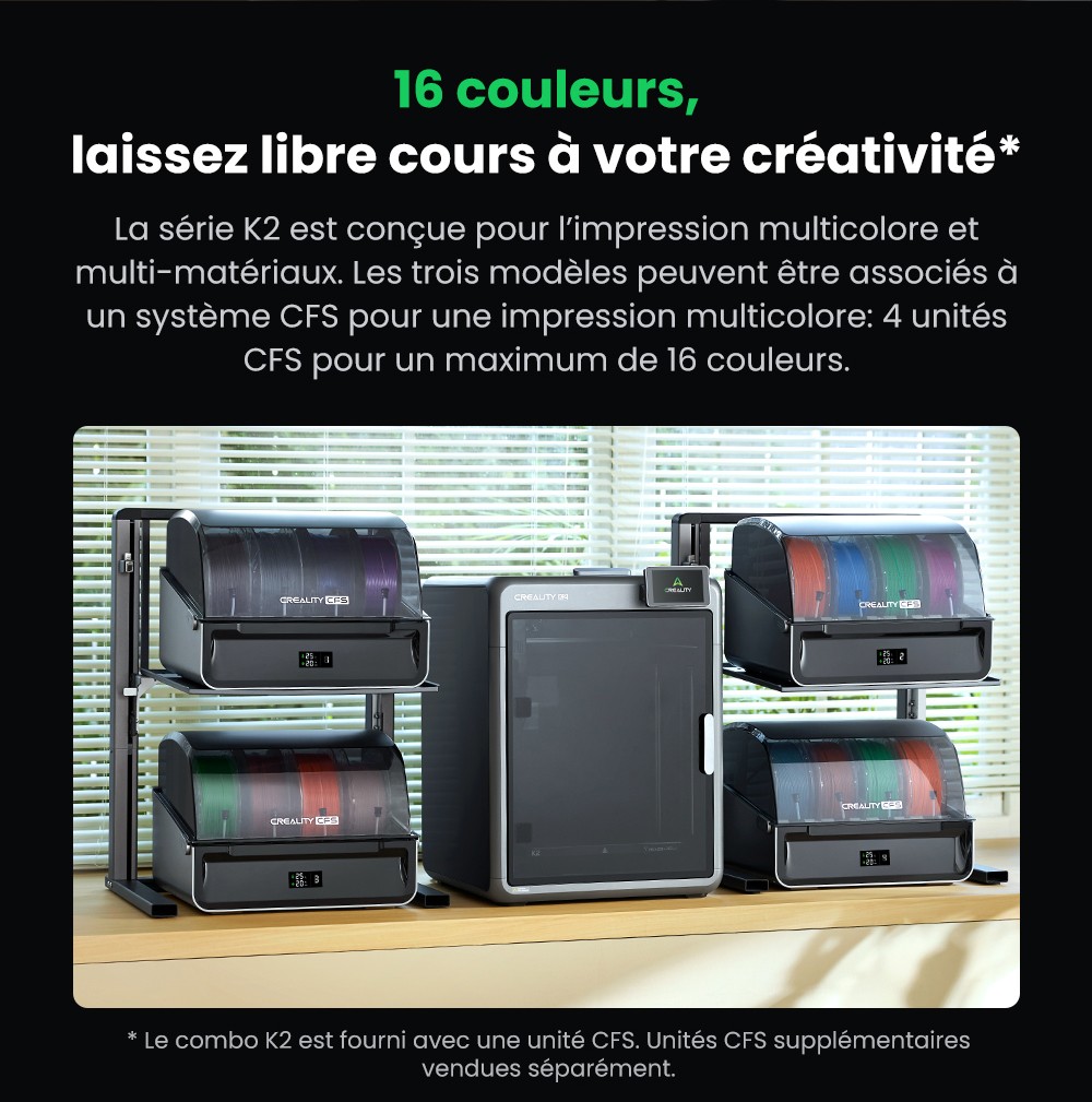 Creality K2 Combo Imprimante 3D, système CFS, 260*260*260mm