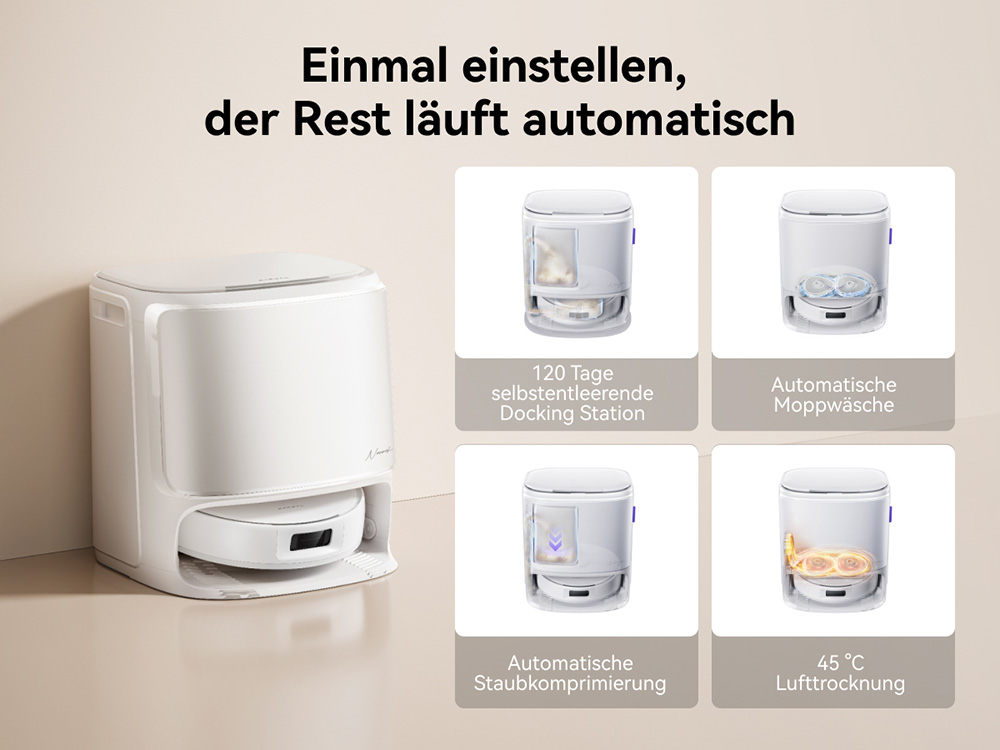 Narwal Freo X10 Pro Saug- und Wischroboter, 11.000Pa Saugleistung, 120 Tage Selbstentleerung, Verwicklungsfrei, Automatisches Mopwaschen & -trocknen, Hindernisvermeidung, für Tierhaare und Hartböden – Weiß