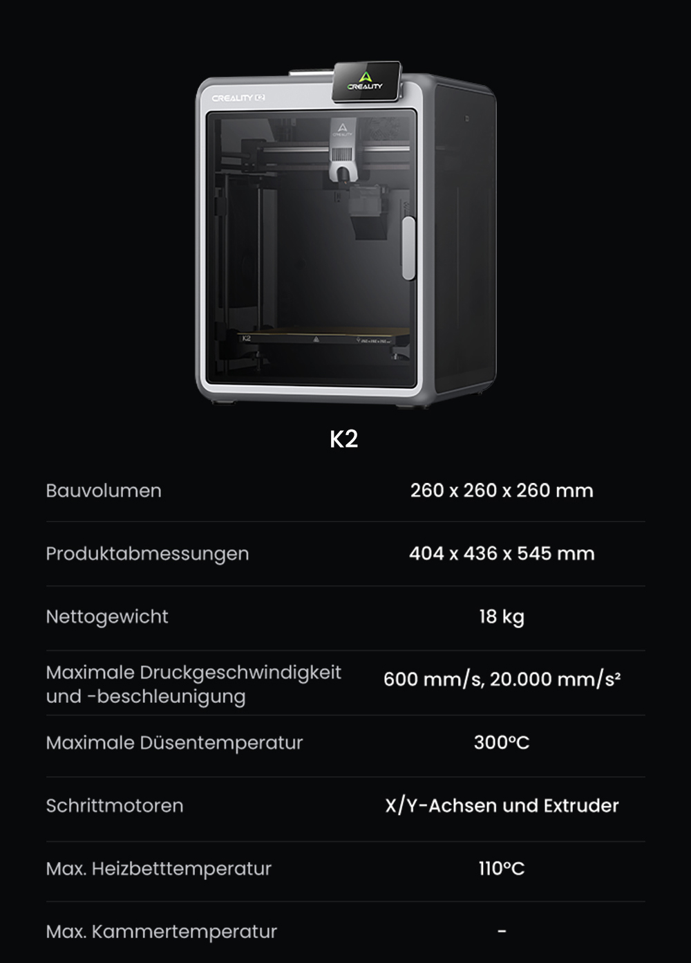Creality K2 Combo 3D-Drucker, CFS-System, 260*260*260mm