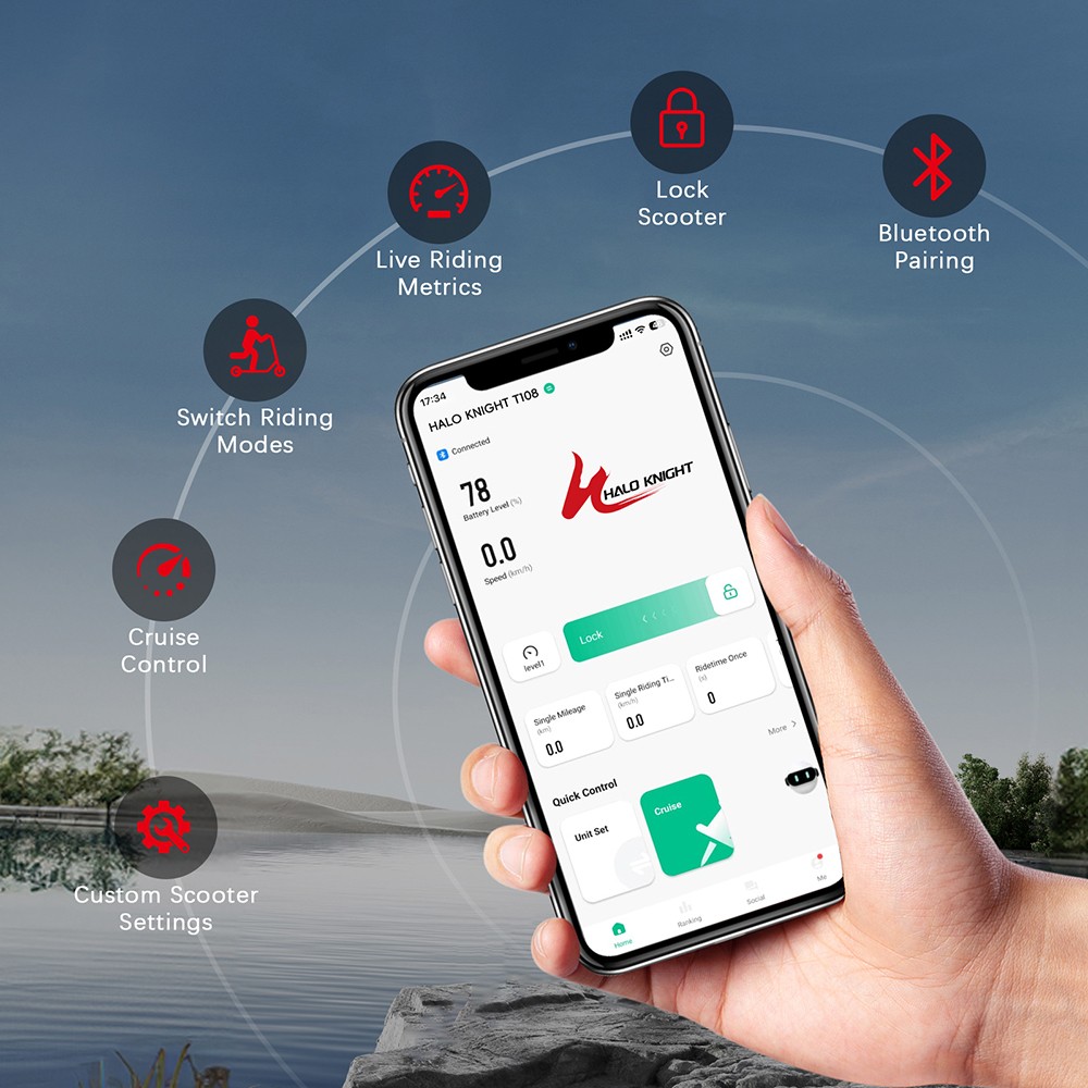 Halo Knight T108 Elektroroller, 10-Zoll-Straßenreifen, 1000 W * 2 Motor, 65 km/h Höchstgeschwindigkeit, 52 V 28,8 Ah Batterie, 60 km maximale Reichweite
