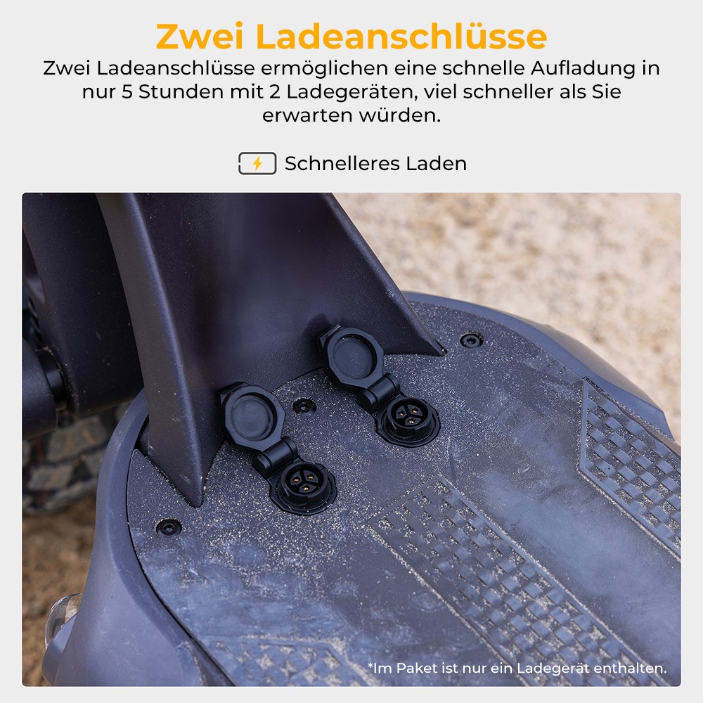 Ausom SR1 Elektroroller, 2 x 1000 W Motor, 52 V 20,8 Ah Akku, 10 Zoll Reifen, 65 km/h Höchstgeschwindigkeit, 95 km Reichweite, Hydraulische Scheibenbremsen vorne und hinten, Schwingenaufhängung